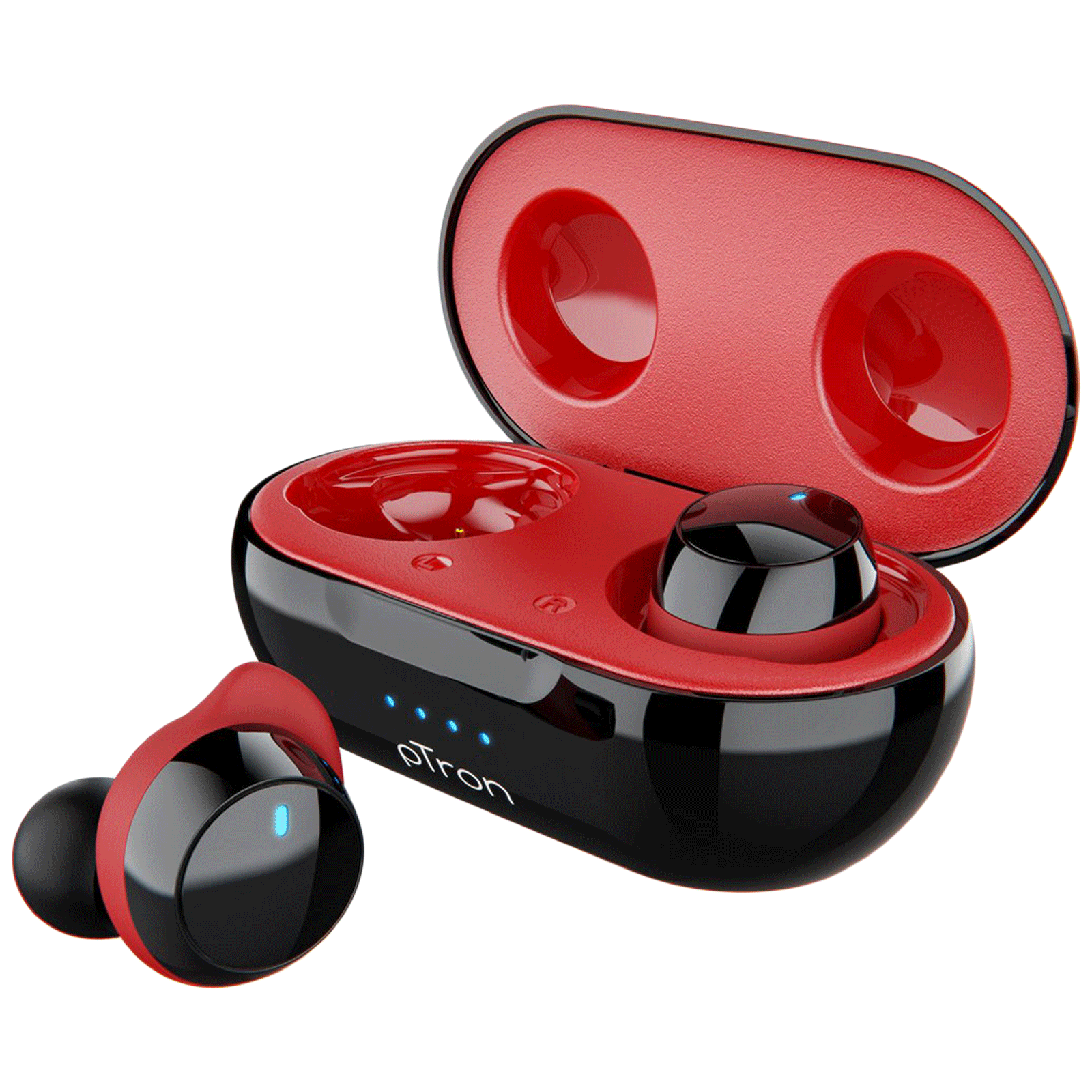 pTron Bassbuds Evo 140317860 In-Ear Passive Noise Cancellation Truly Wireless Earbuds with Mic (Bluetooth 5.0, 8mm Dynamic Driver, Black/Red)_1
