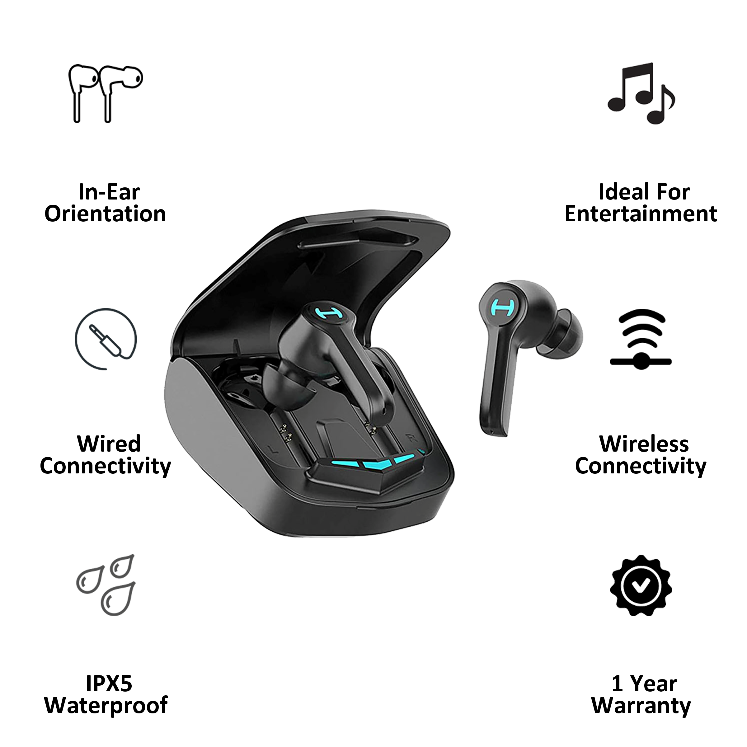 Edifier GM4 TWS In-Ear Truly Wireless Gaming Earbuds with Mic (IPX5 Waterproof, Black)_3