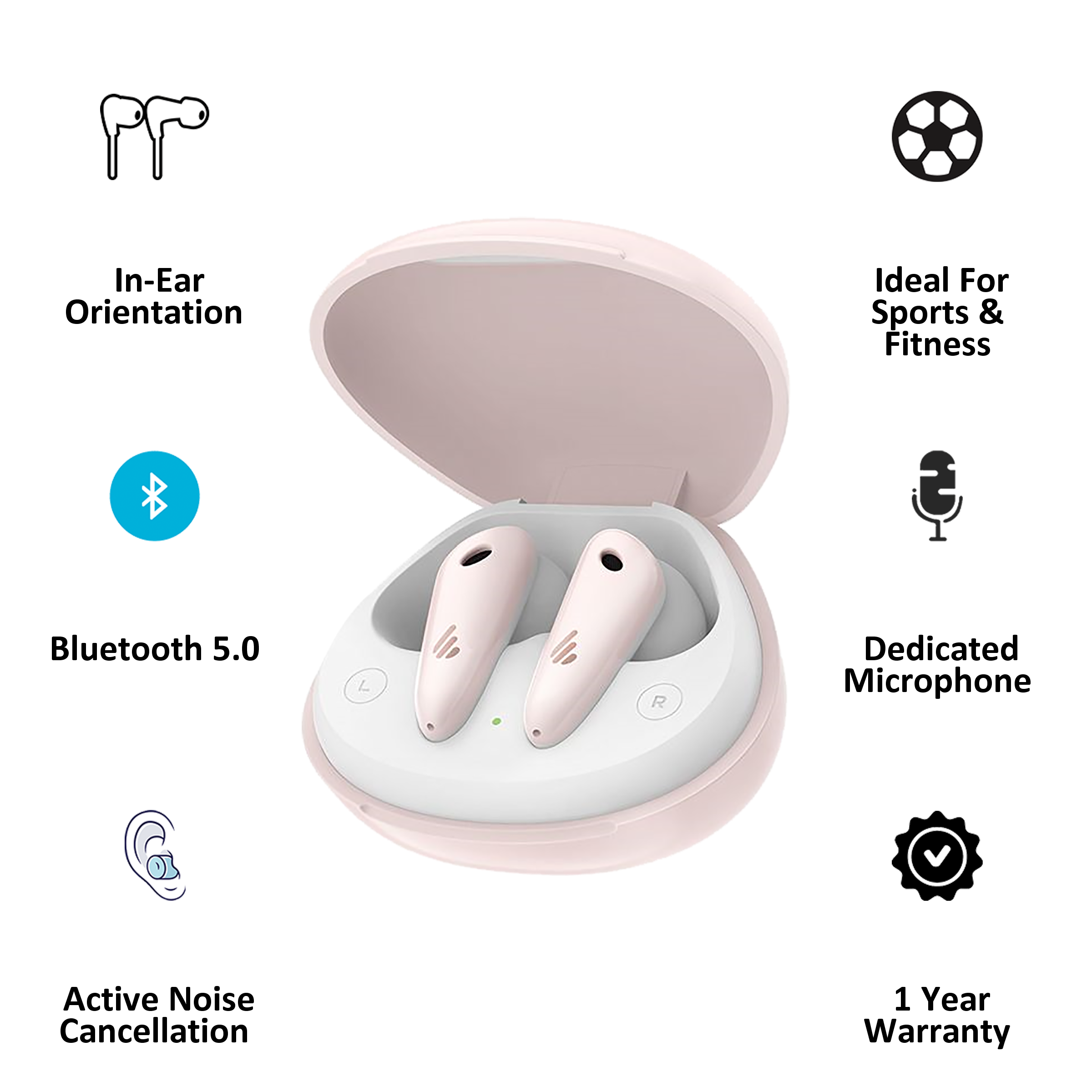 Edifier TWSNBQ In-Ear Active Noise Cancellation Truly Wireless Earbuds With Mic (Bluetooth 5.0, IP54 Dust and Water Proof, Pink)_4