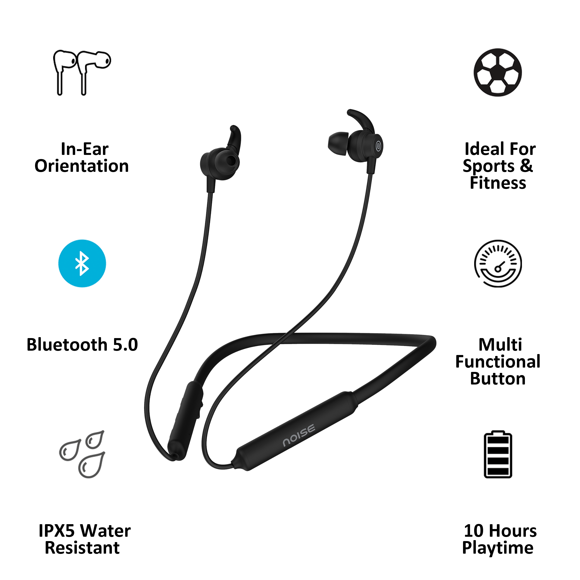Noise Tune Active In-Ear Wireless Earphone with Mic (Bluetooth 5.0, IPX5 Water Resistant, Black)_4