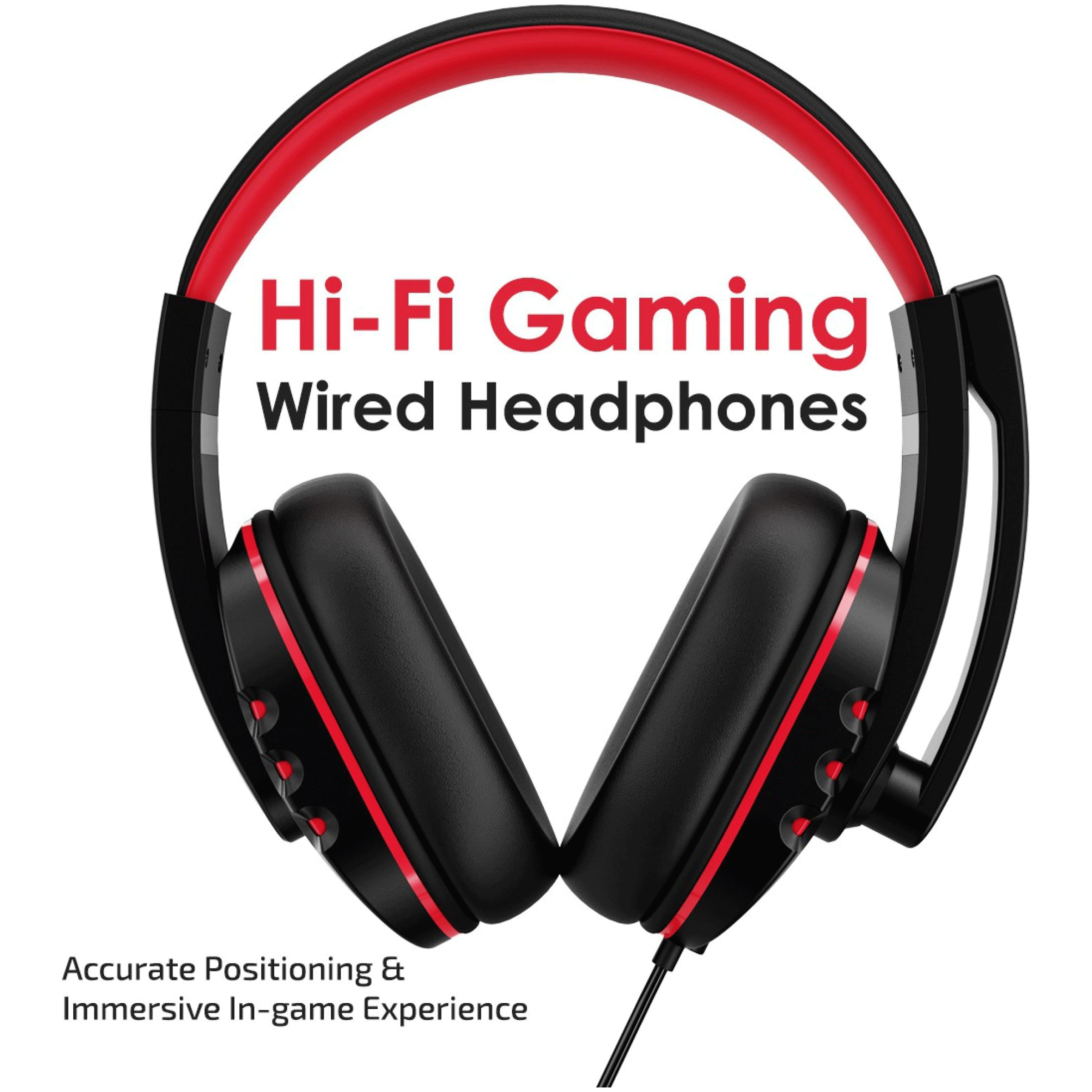 pTron Soundster Arcade 140317989 Over-Ear Wired Gaming Headphone with Mic (40mm Dynamic Driver, Black/Red)_3