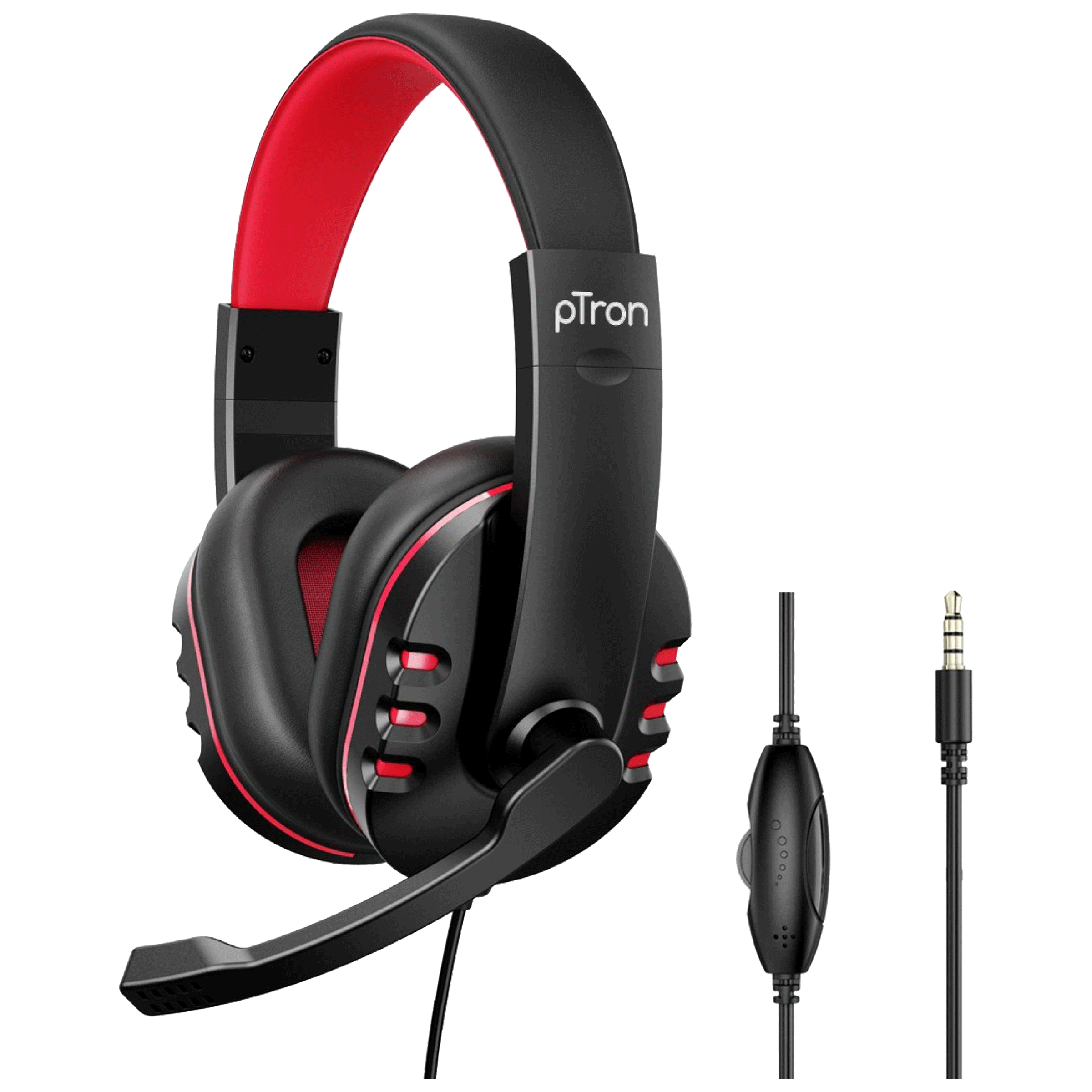 pTron Soundster Arcade 140317989 Over-Ear Wired Gaming Headphone with Mic (40mm Dynamic Driver, Black/Red)_4