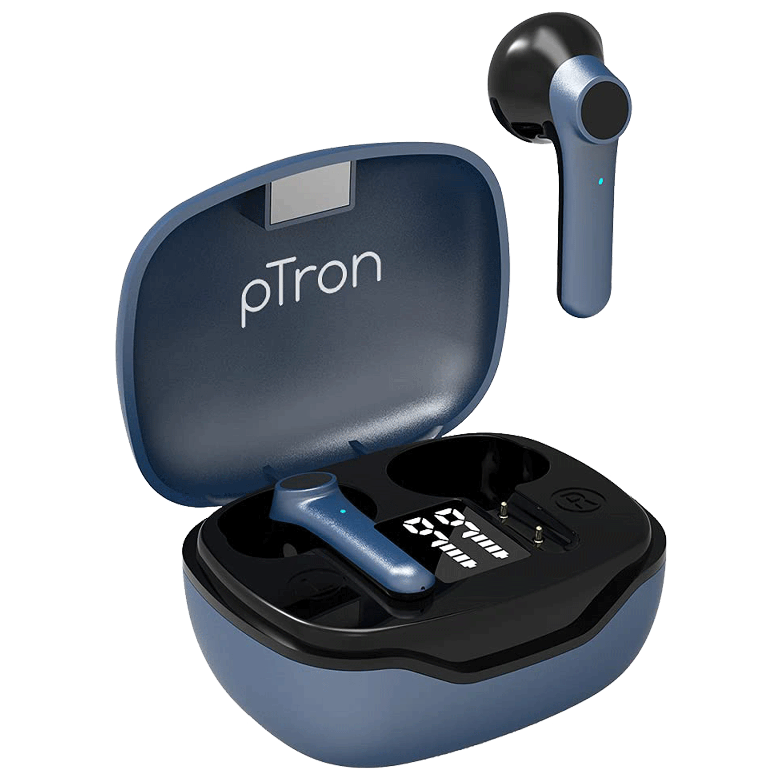 PTron - pTron Bass Pods 281 In-Ear Passive noise Cancellation Truly Wireless Earbuds with Mic (Bluetooth 5.1, Sweat And Sweat Resistance, 140317947, Blue)