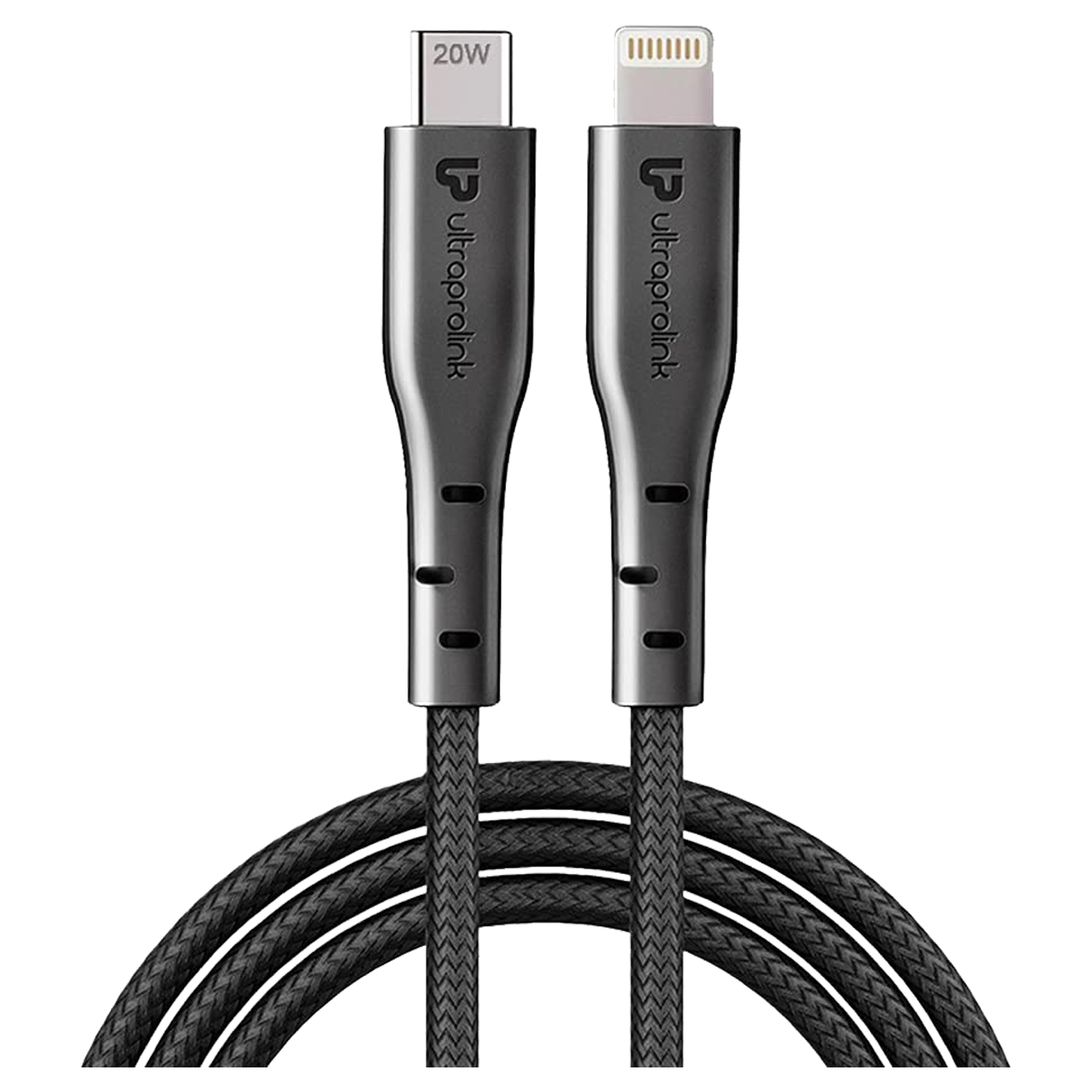 

Ultraprolink Volo Nylon Fiber 1 Meter USB 3.0 (Type C) to Lightning Power/Charging and Data Transfer USB Cable (Faster Charging, UL1052BLK-0100, Black), No color