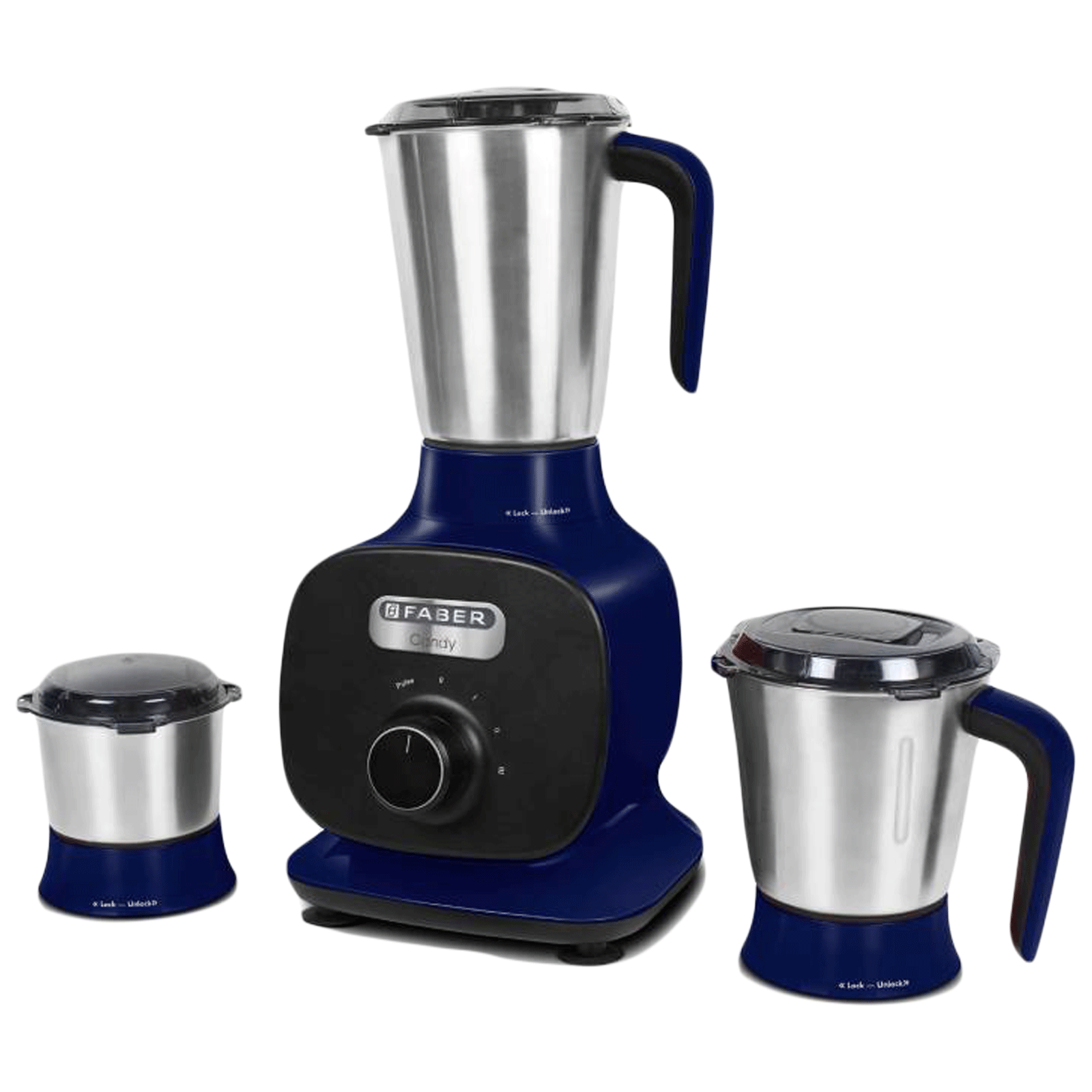 

Faber Candy 800 Watts 3 Jars Mixer Grinder (Copper Motor, 131.0628.630, Lemans Blue), No color