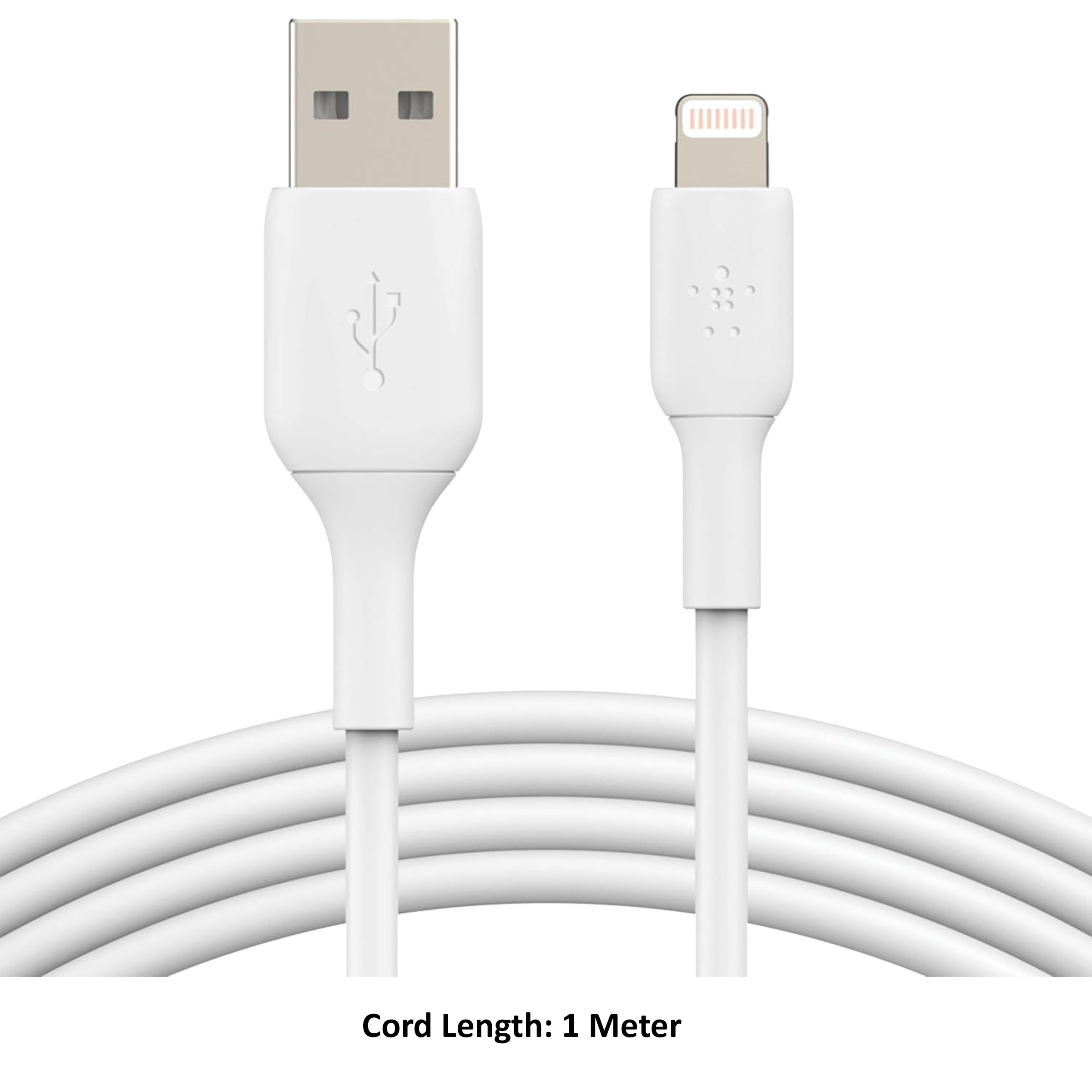 Belkin Boost Charge PVC 1 Meter Lightning to USB 2.0 (Type-A) Power/Charging USB Cable (MFi Certified, CAA001bt1MWH, White)_2