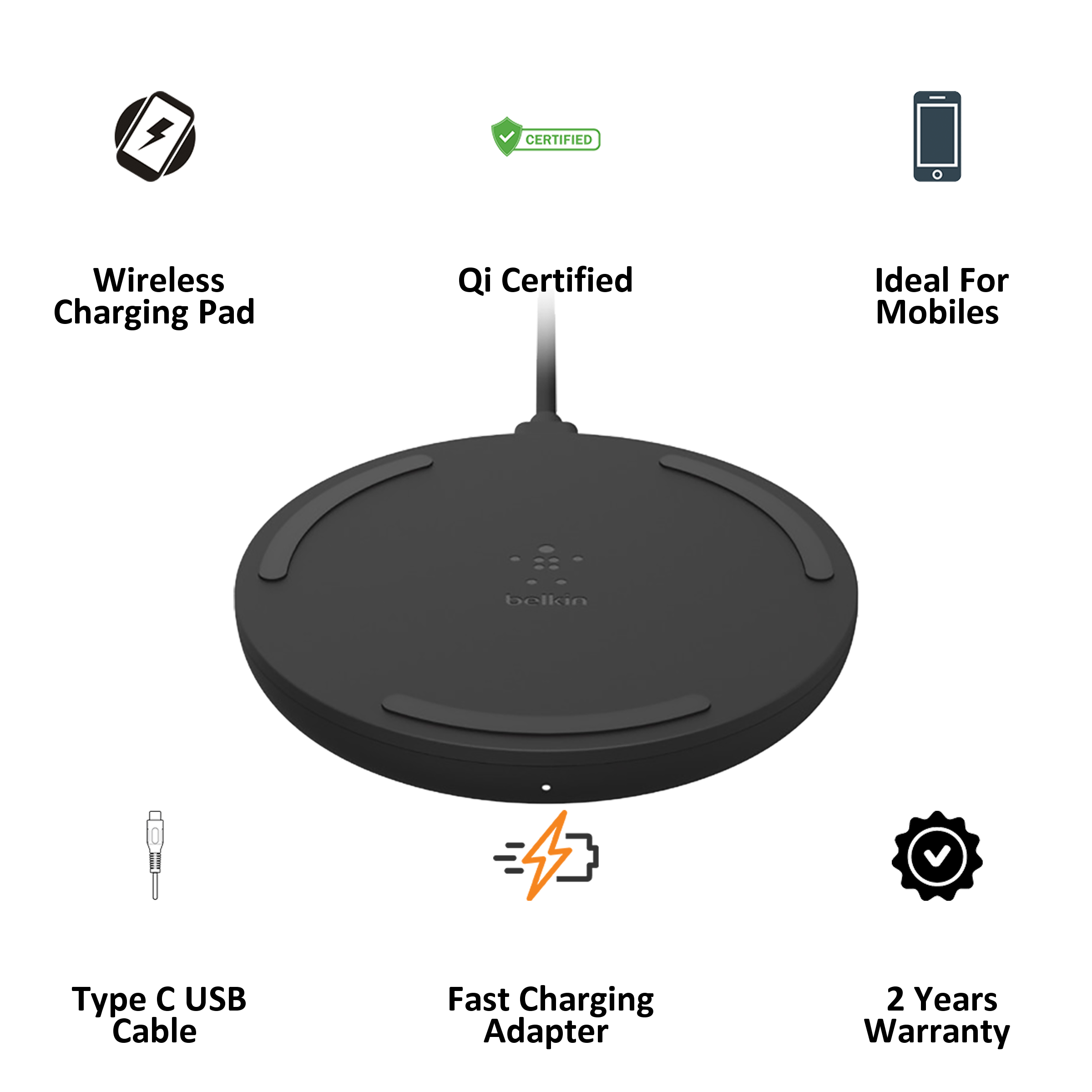 Belkin Boost Charge 15 Watts Wireless Charging Pad (Qi-Certified, WIA002BT, Black)_3