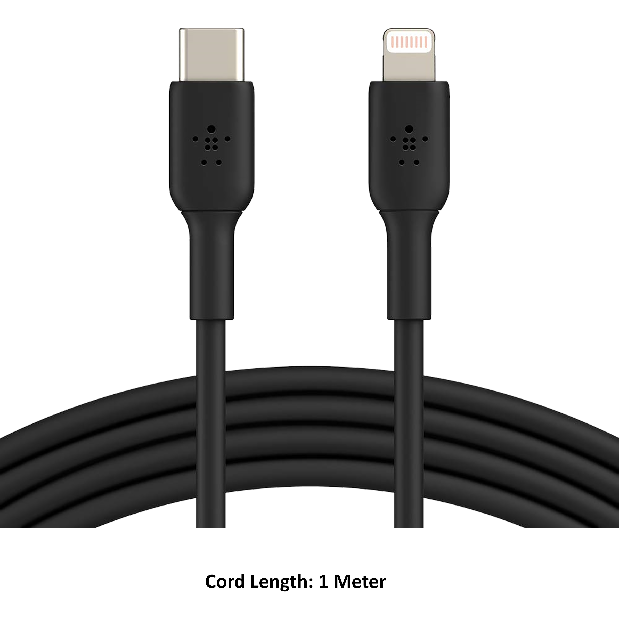 Belkin Boost Charge PVC 1 Meter USB 2.0 (Type-C) to Lightning Power/Charging USB Cable (MFi Certified, CAA003bt1MBK, Black)_2