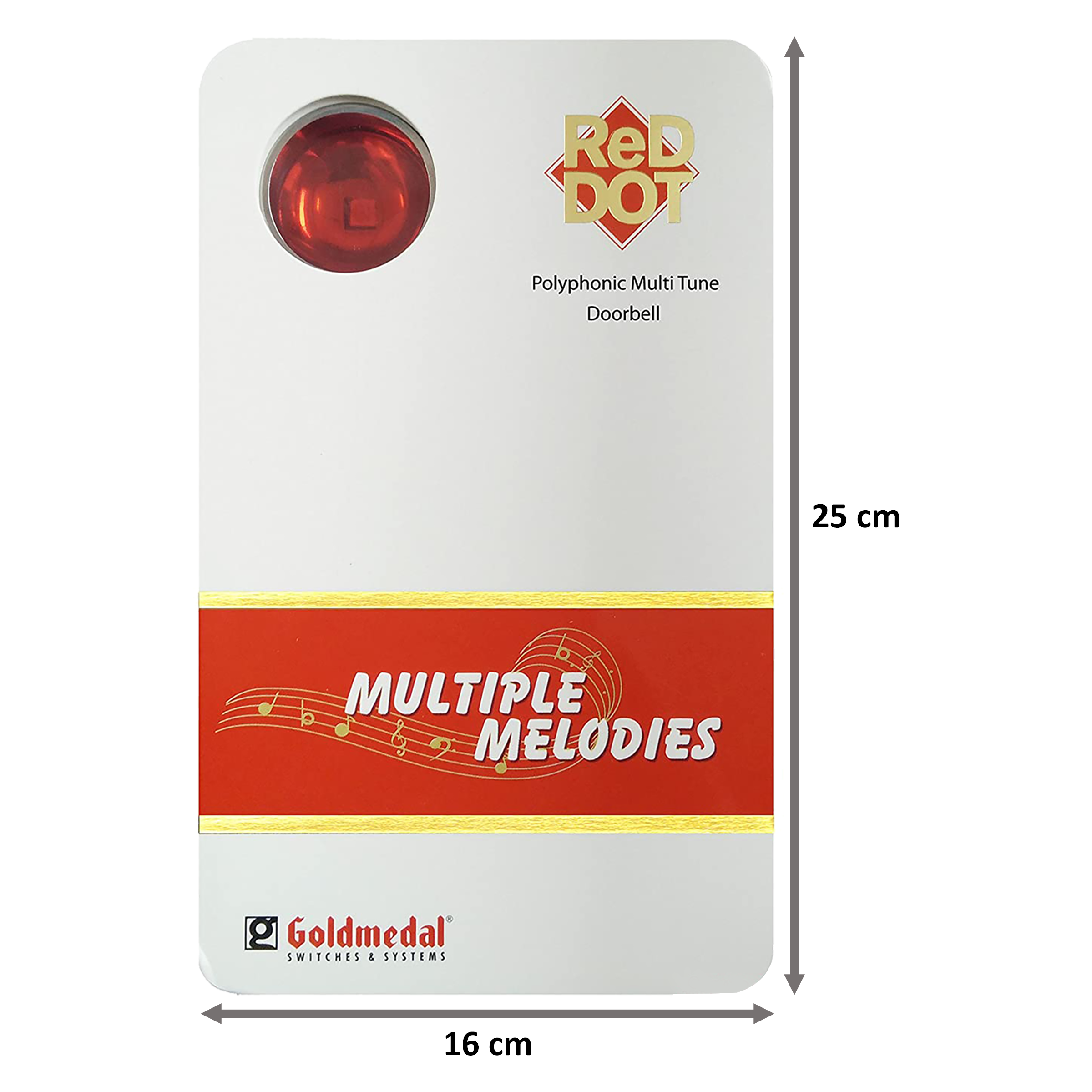 Goldmedal Red Dot Door Bell (Polyphonic Multitune, 204082, White/Red)_2