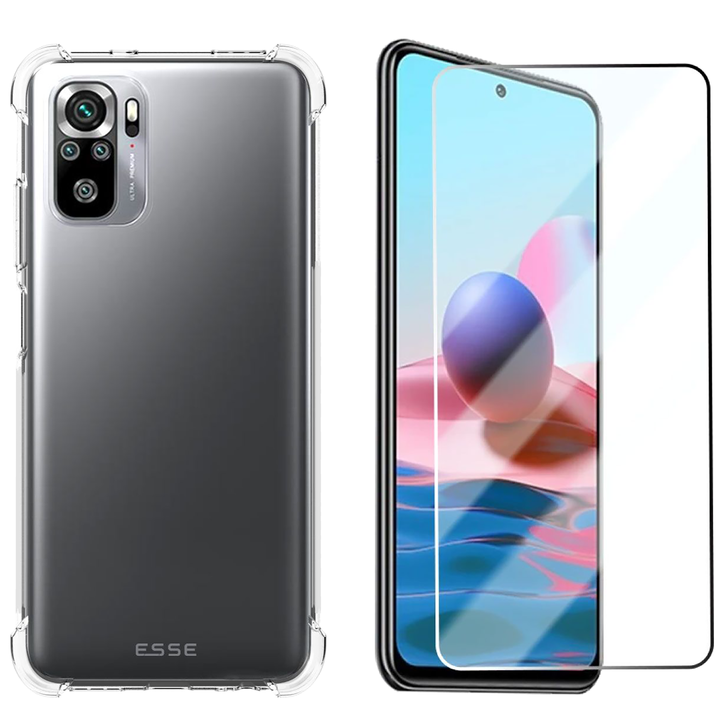 

ESSE TPU Back Case and Screen Protector Bundle For Redmi Note 10s (Drop Protection, ECD-DTXRNX1246IN, Clear), No color