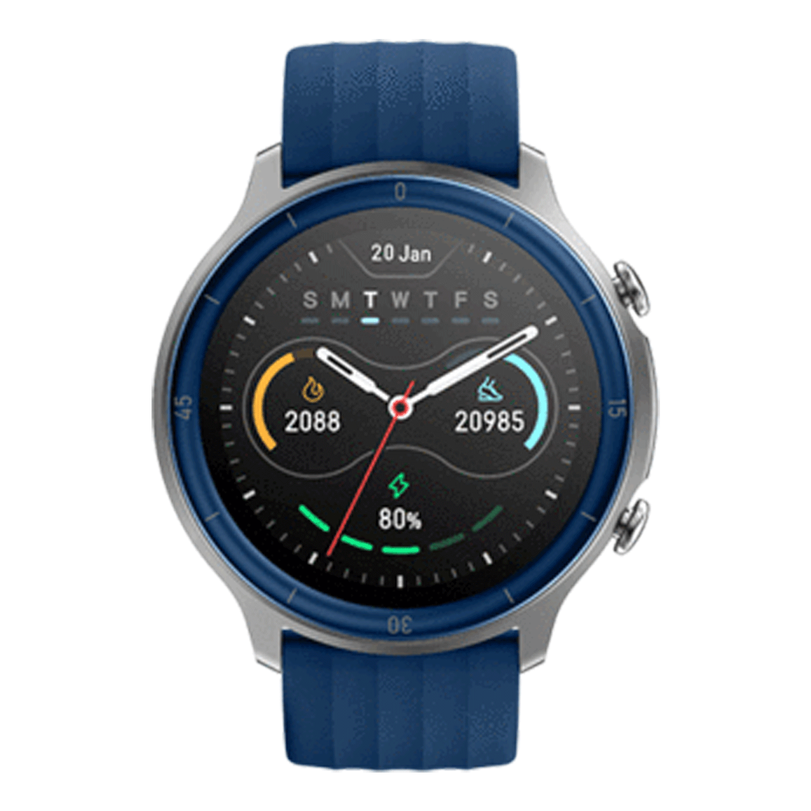 noise - noise noiseFit Agile Smart Watch (32.51mm) (5ATM waterproof, Silver/Power Blue, Silicone Strap)
