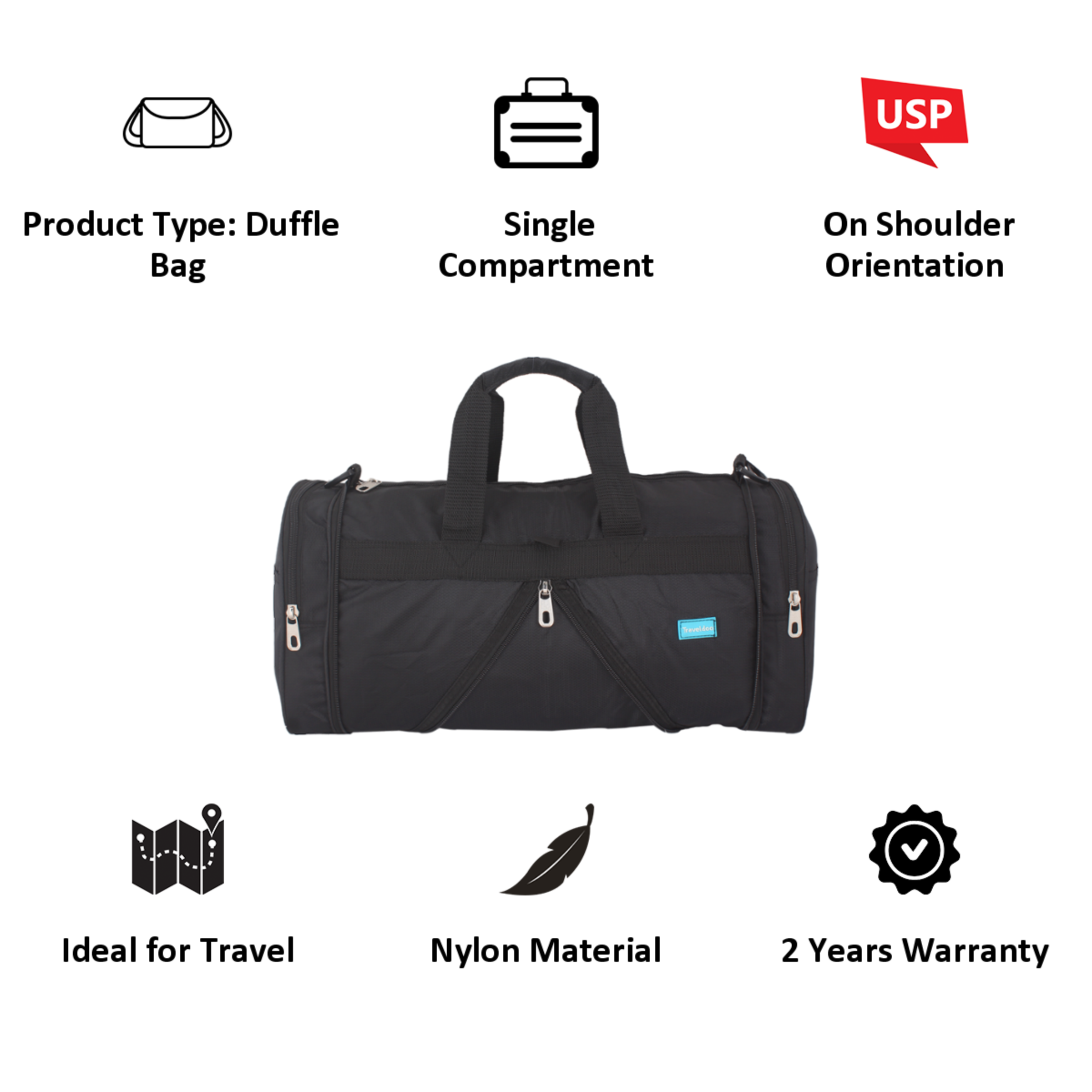 Buy Traveldoo 18 inch Square Folding Duffle Bag (DBS01001, Black ...