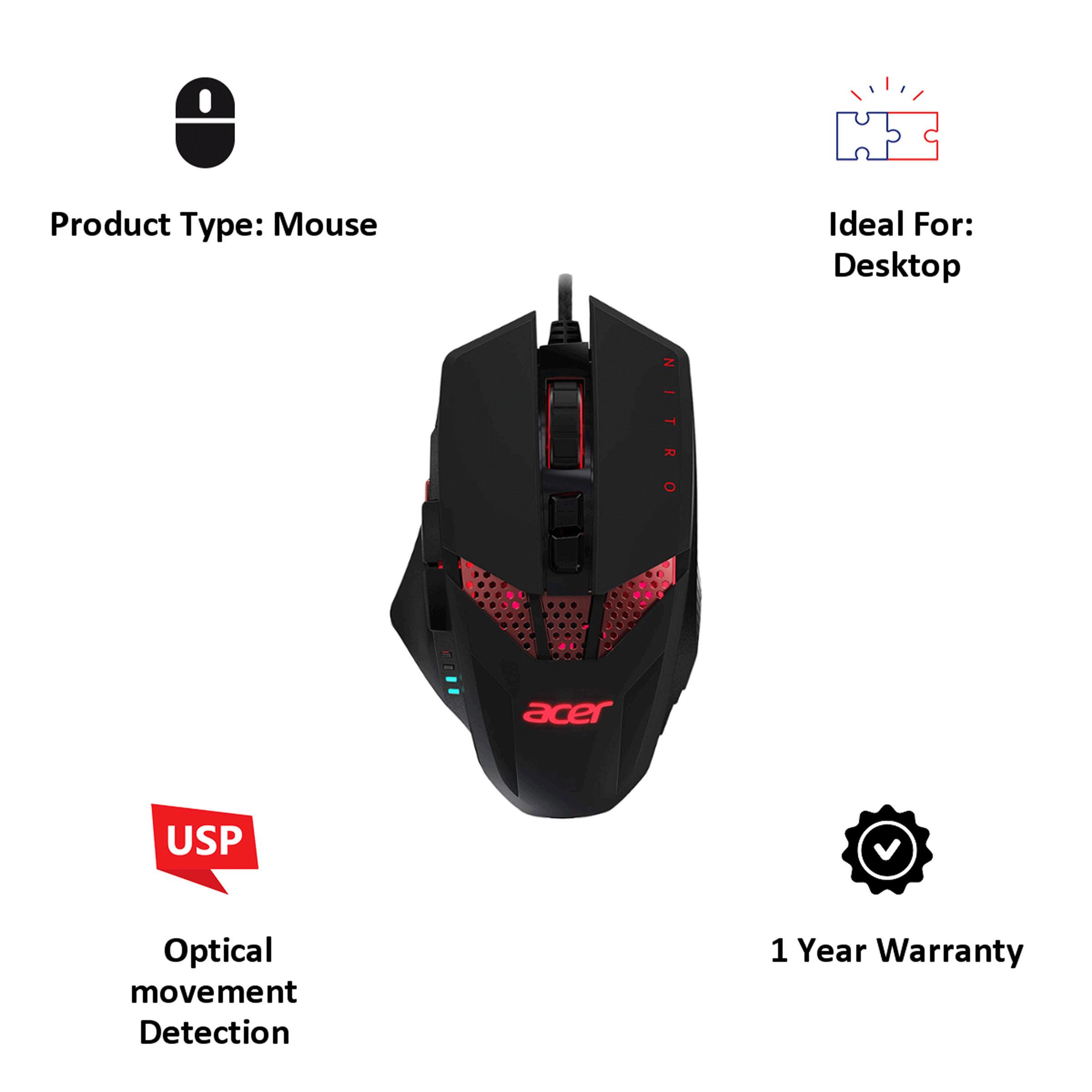 mouse gaming acer nitro