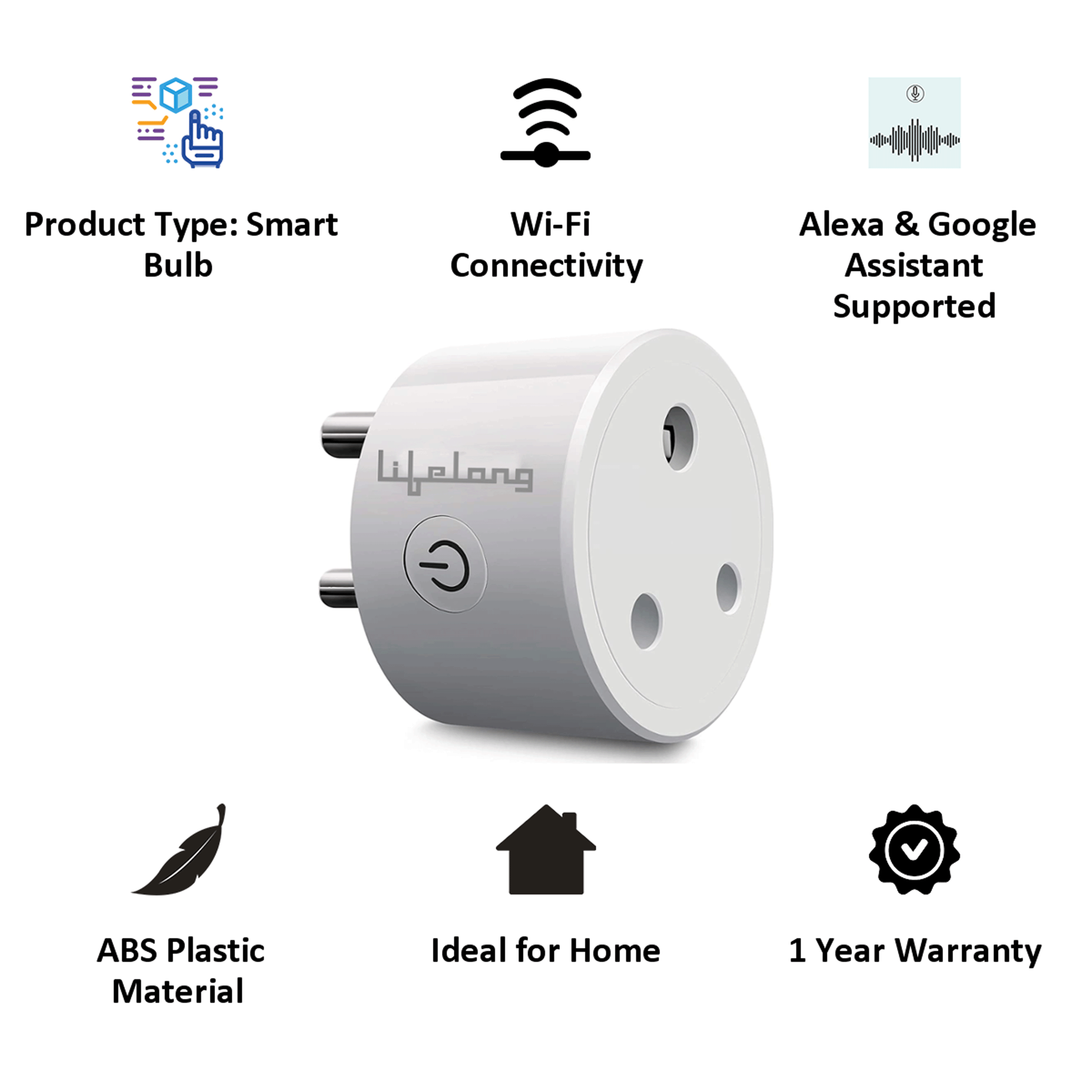 Lifelong Alexa and Google Assistant Supported Smart Plug For Home Appliances (Flame Retardant Materials, LLSP16A, White)_3