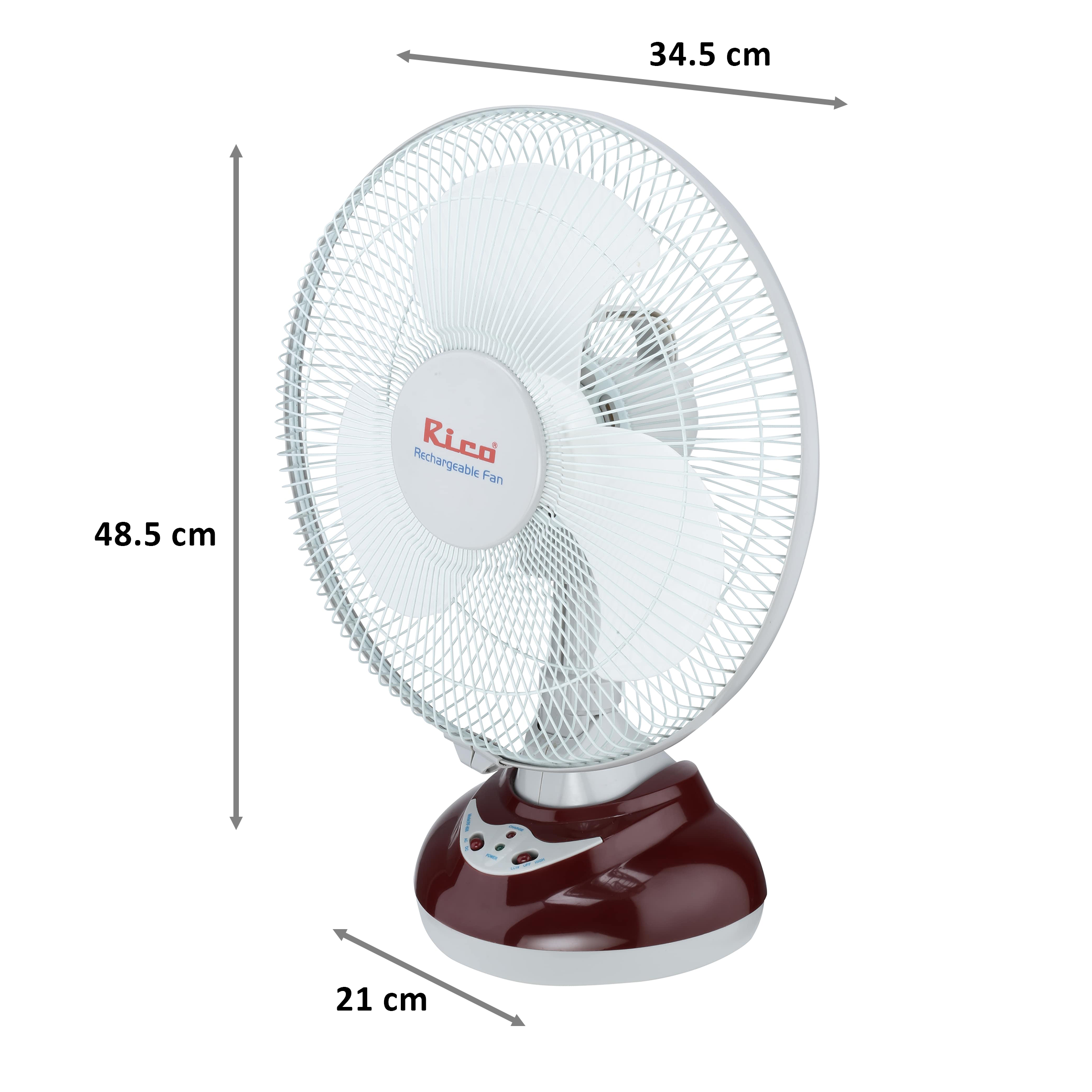 Rico 3 Blade Table Fan (Built-in Rechargeable Battery, RF806, Red)_2