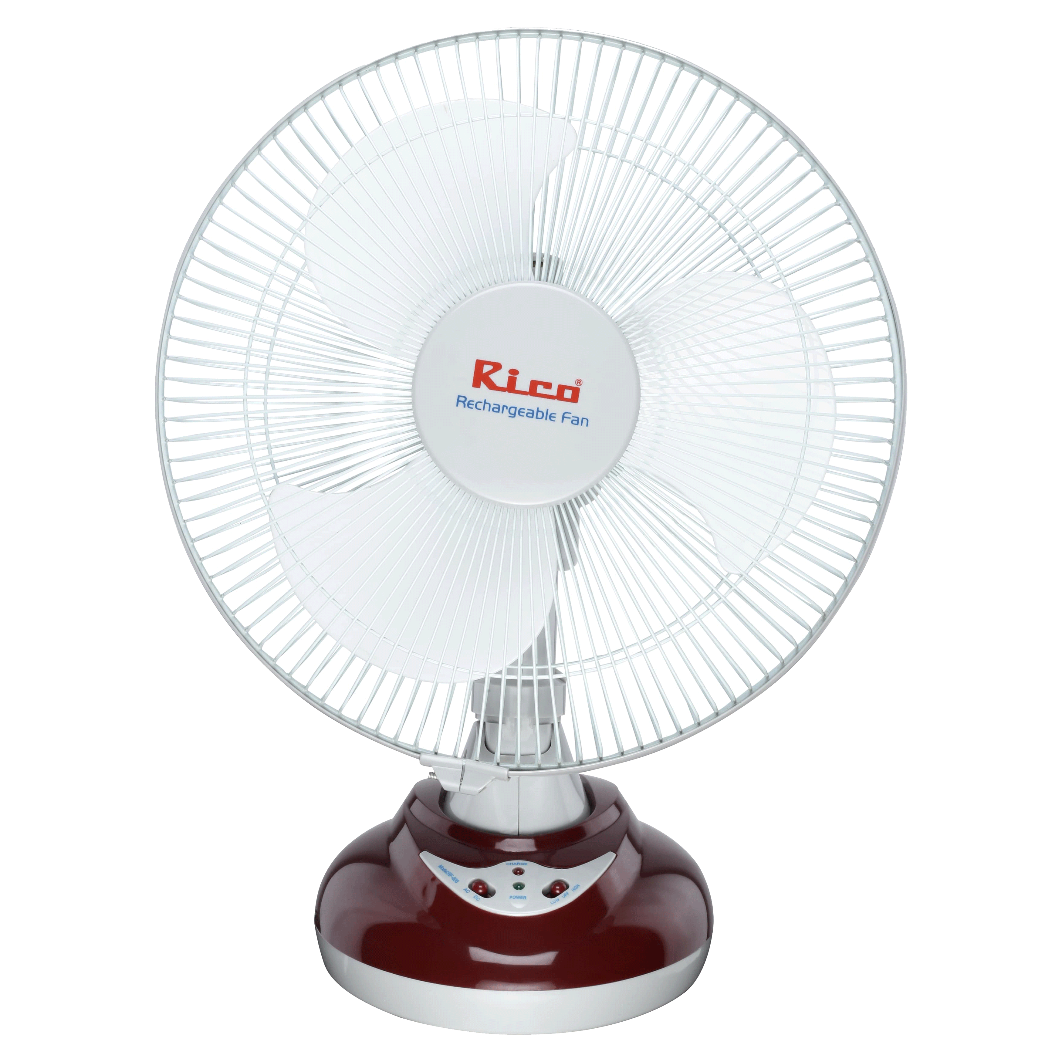 Rico 3 Blade Table Fan (Built-in Rechargeable Battery, RF806, Red)_1