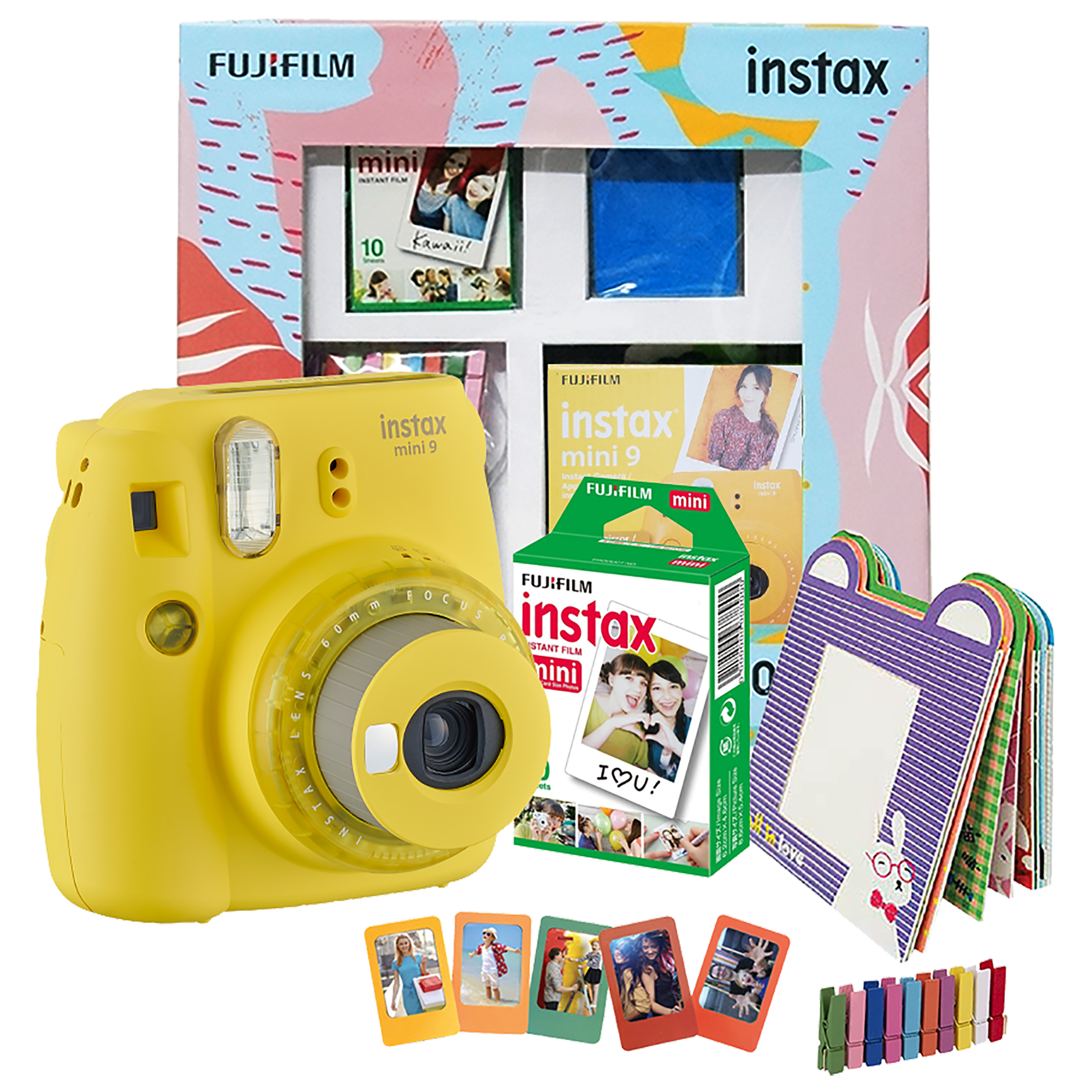 Fujifilm Instax Mini 9 Instant Camera Delight Box (Standard Shooting Mode, IC0195, Clear Yellow)_1
