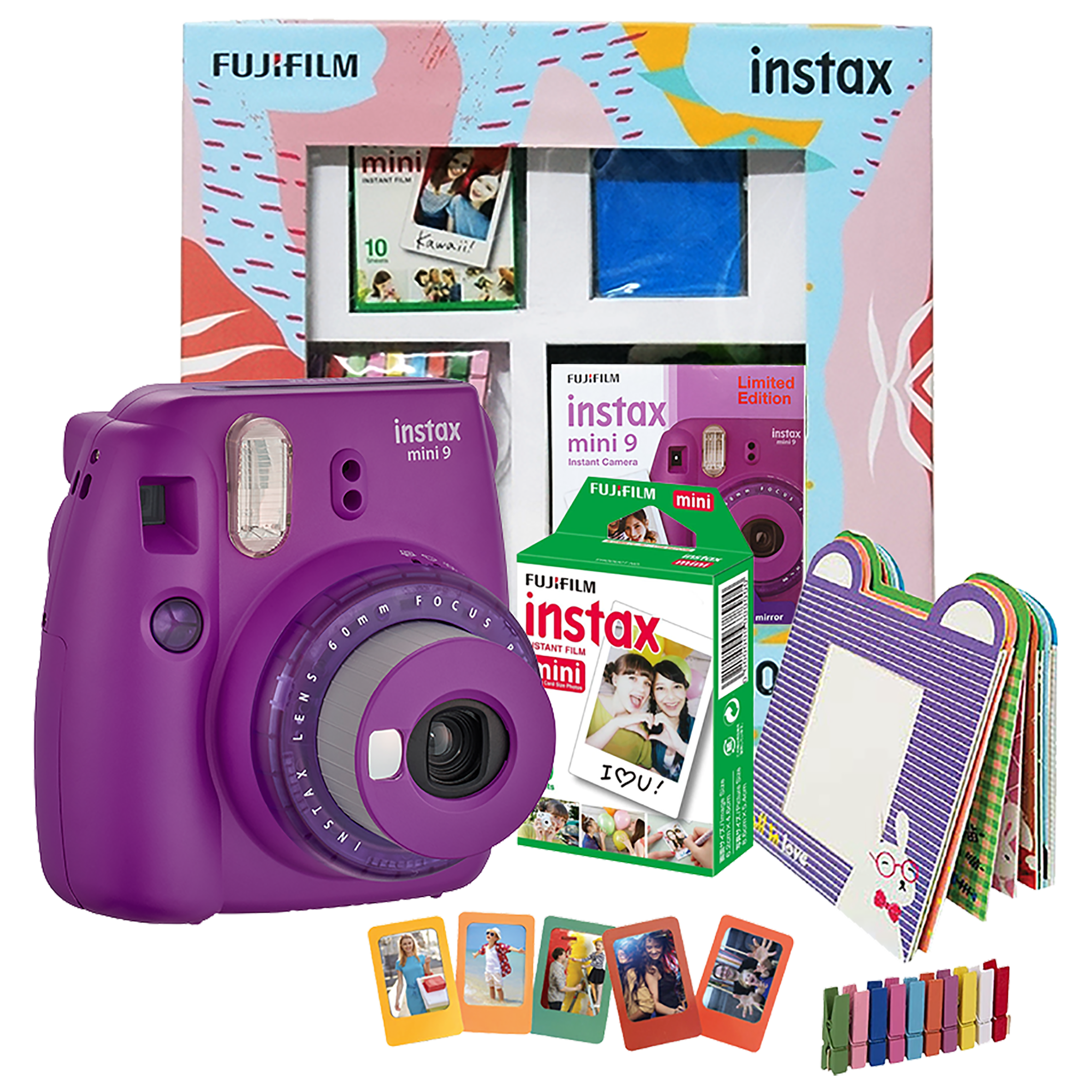 Fujifilm Instax Mini 9 Instant Camera Delight Box (Standard Shooting Mode, IC0195, Clear Purple)_1