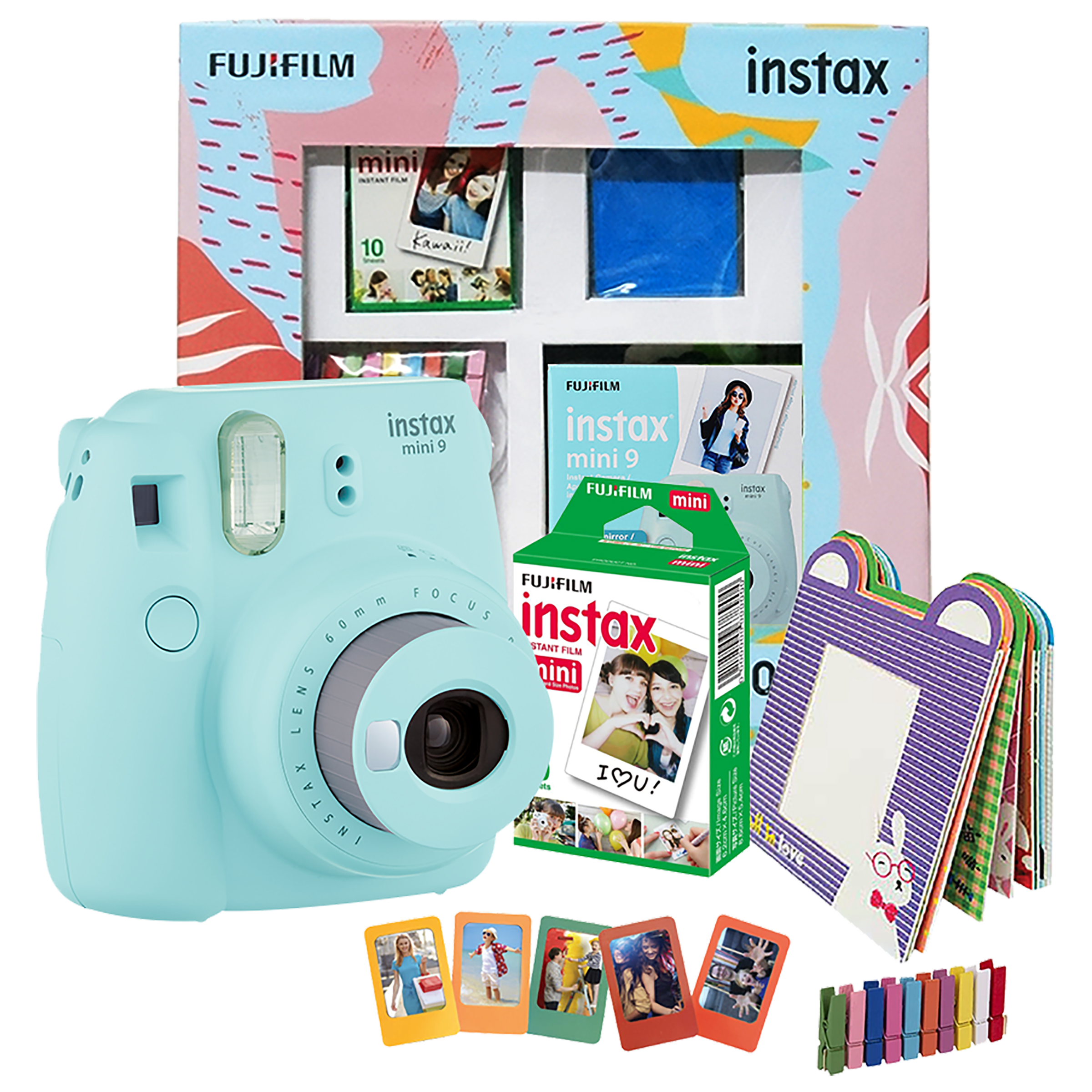 Fujifilm Instax Mini 9 Instant Camera Delight Box (Standard Shooting Mode, IC0195, Ice Blue)_1