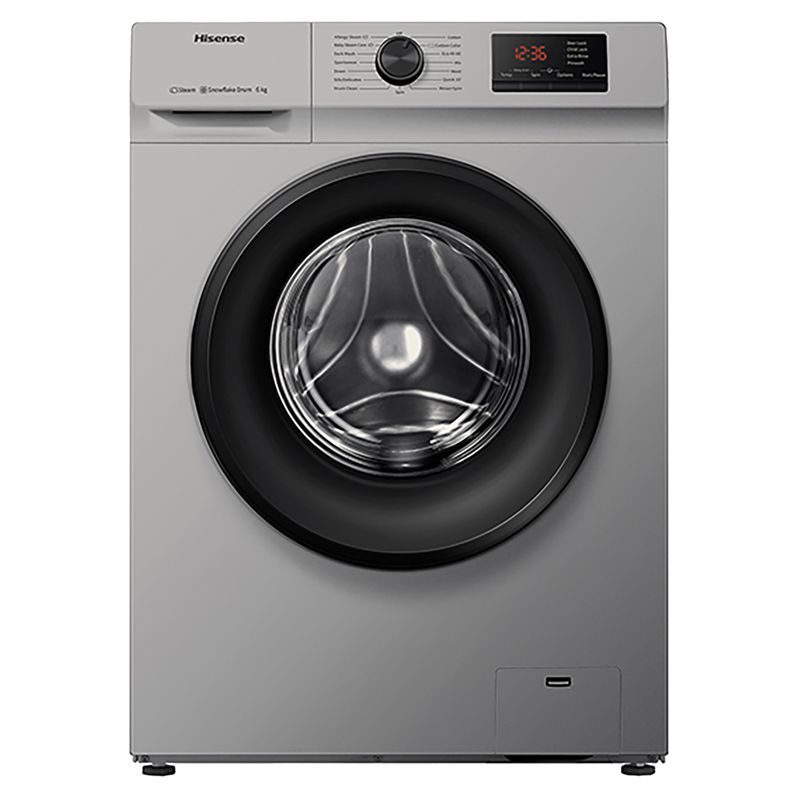 Hisense Simple Life 6 Kg Fully Automatic Front Load Washing Machine (Automatic Fault Finder, WFVB6010MS, Silver)_1
