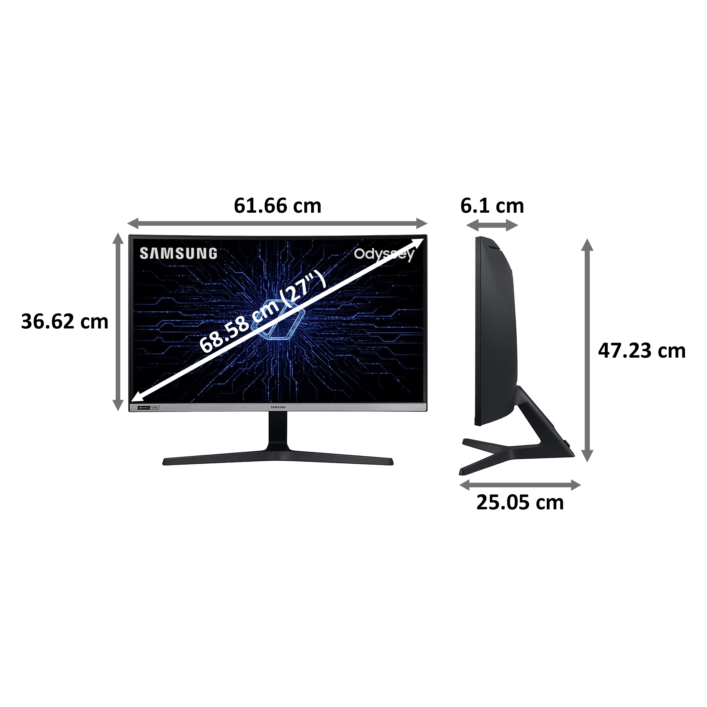 samsung 27 inch curved monitor dimensions