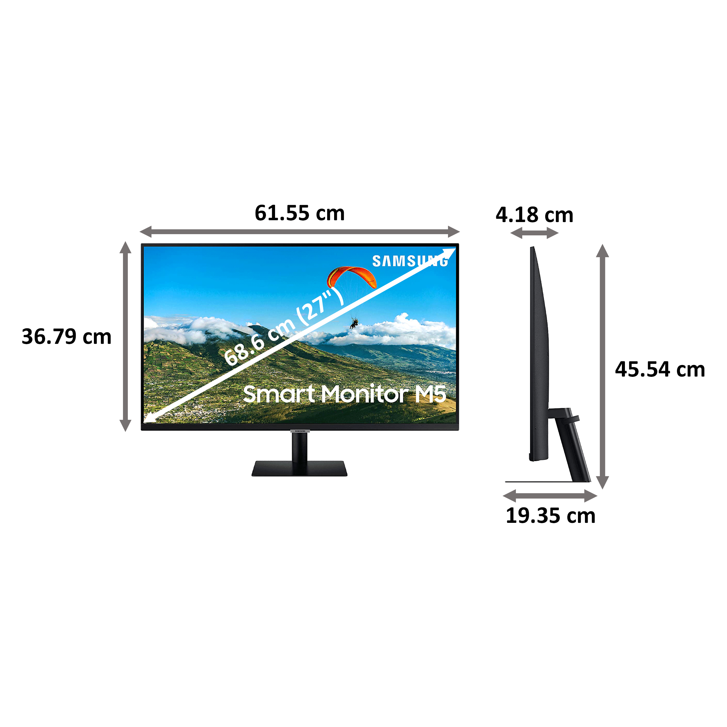 Samsung M5 68.6cm (27 Inches) Full HD LED Backlit Monitor (Adaptive Picture Technology, Screen Mirroring + DLNA, 60 Hz, LS27AM500NWXXL, Black)_2