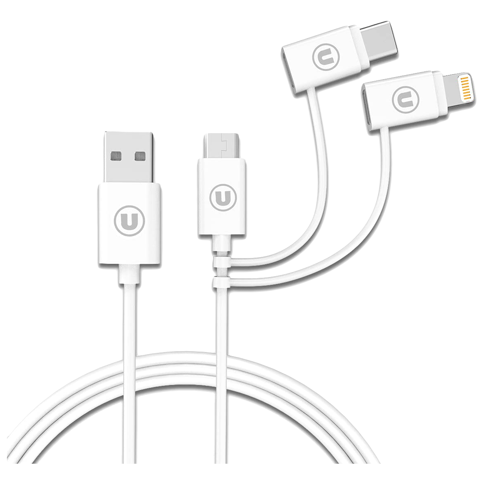 Bandridge 1 Meter USB 3.0 to USB Type-C 3.0 Micro USB 2.0 Lightning  Power/Charging Power Cable (Tangle Free, B3IN1W, White)