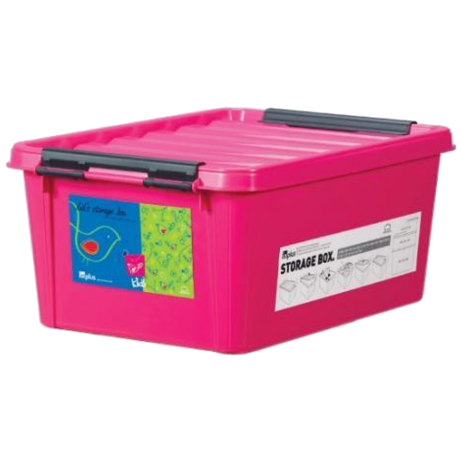Lock & Lock Inplus 40 Litre Rectangular Plastic Storage Container (Easy Clip, INP114PN, Pink)_1