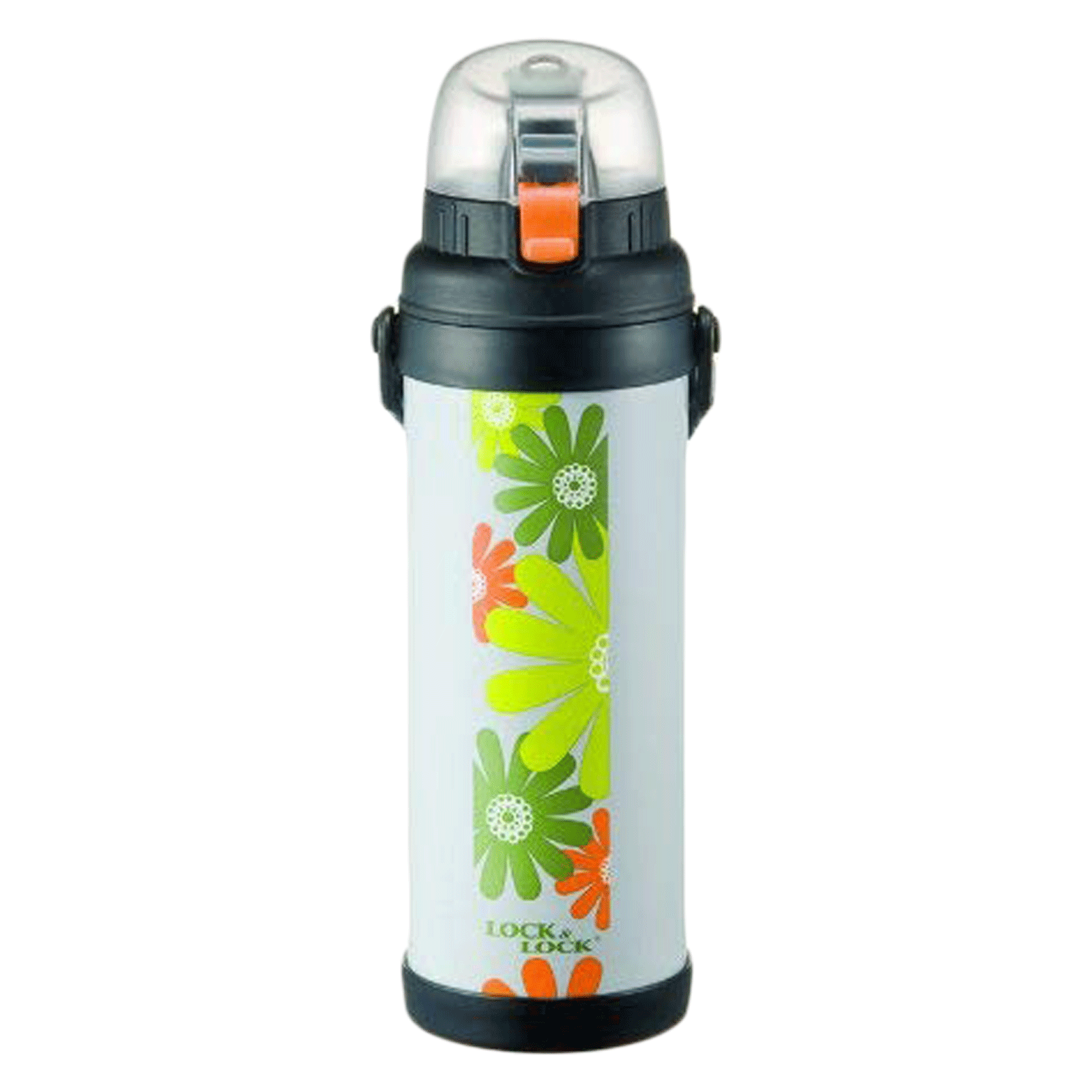 Lock & Lock 800 ml Cylindrical Stainless Steel Water Bottle (Double Silicone Lid, LHC741, Grey)