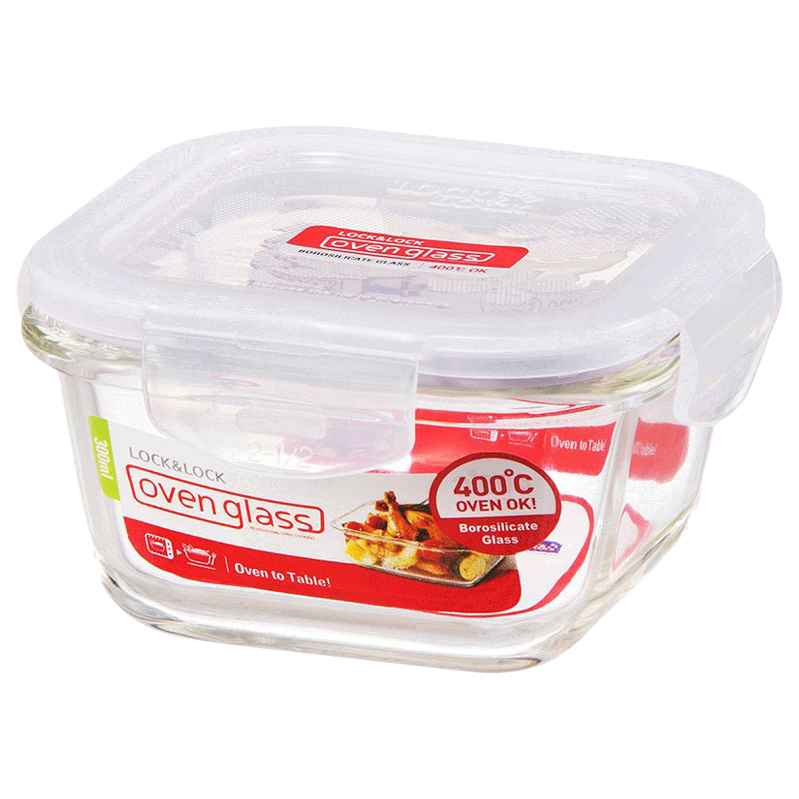 Lock & Lock Ovenglass 300 ml Square Glass Storage Container (Oven Safe, LLG205, Transparent)_1