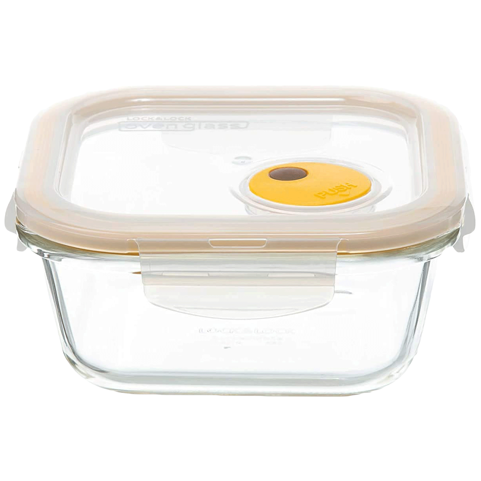 Lock & Lock 500 ml Square Glass Storage Container (Steam Hole, LLG214T, Transparent)