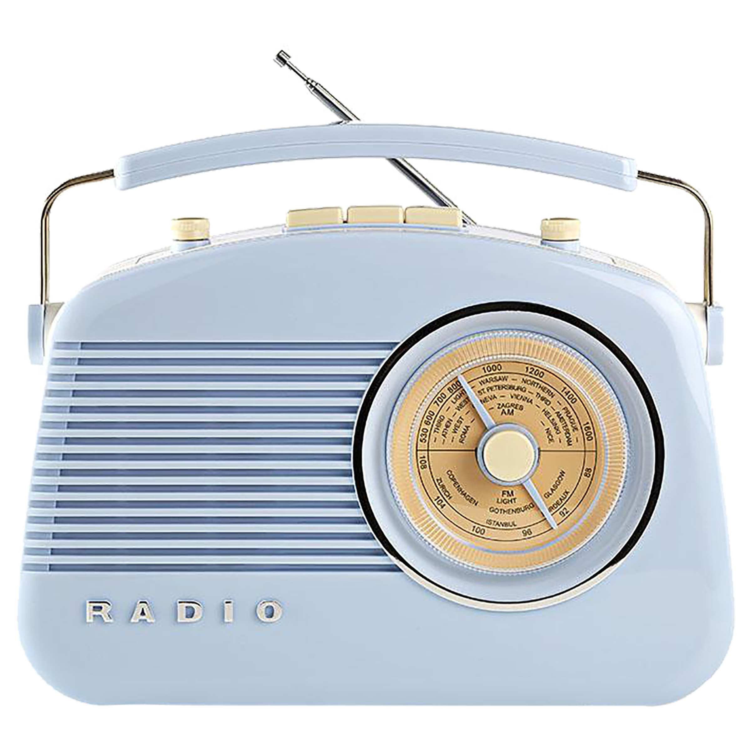 Nedis Mono Speaker 4.5 Watts FM Player (Retro Design, RDFM5000BU, Blue)_1