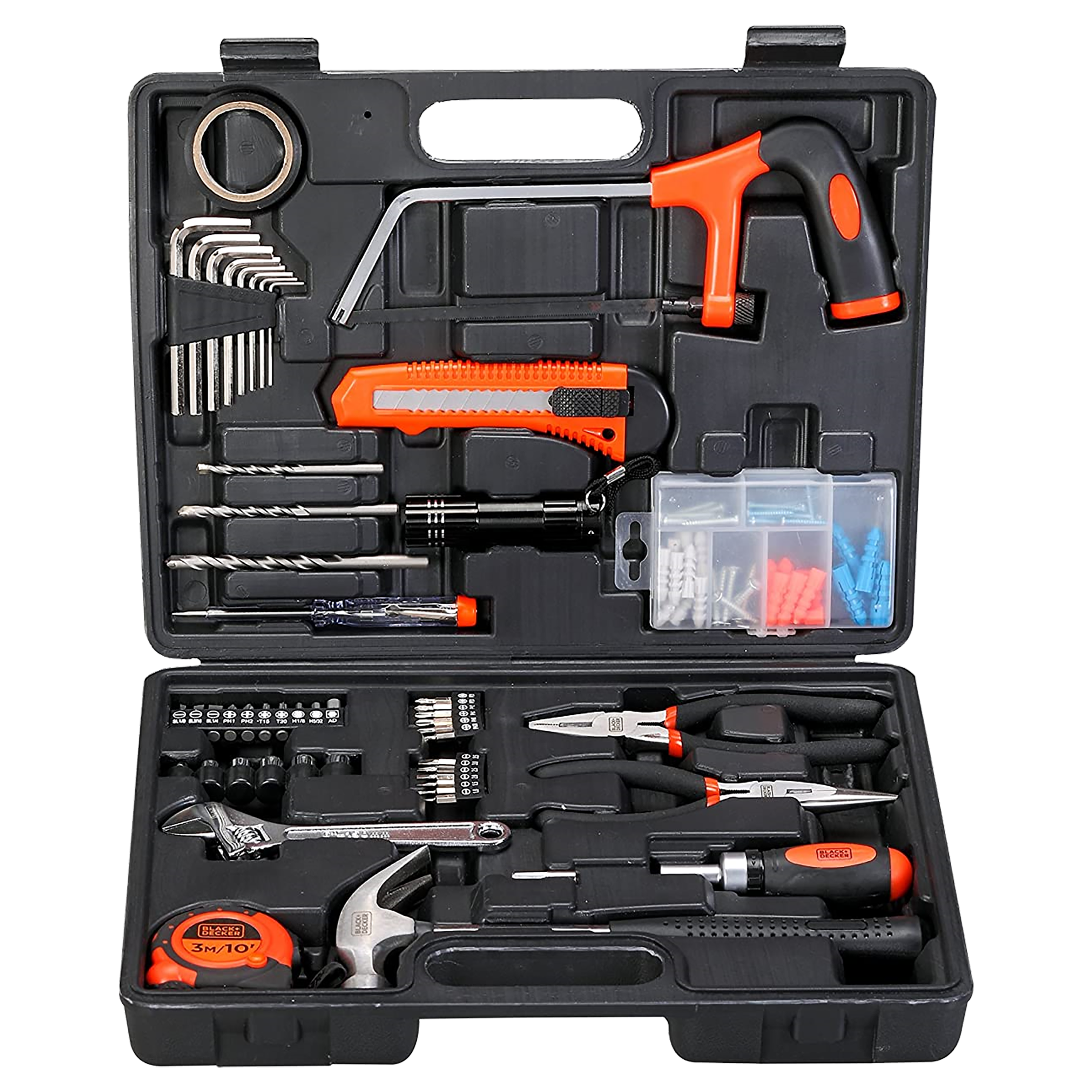 Black & Decker BMT108C Hand Tool Kit (Tools Are Securely Housed, Orange)_1