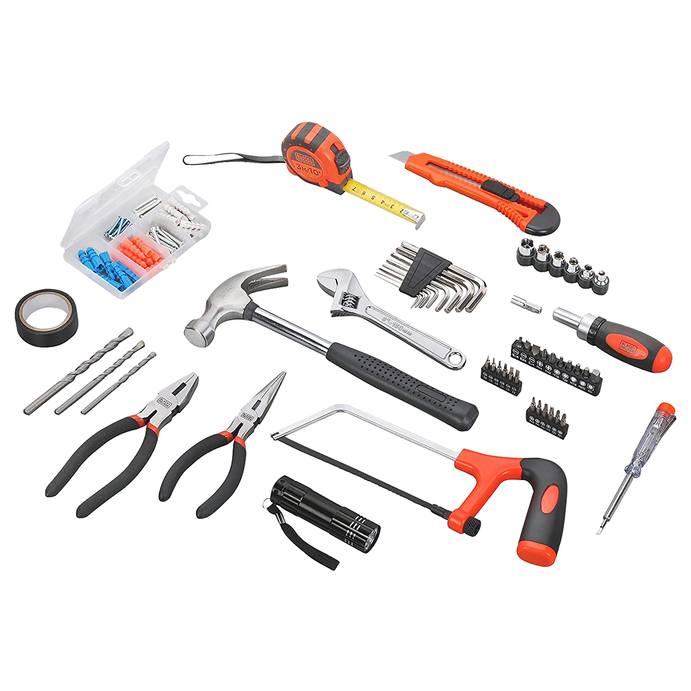 Buy Black & Decker BMT108C Hand Tool Kit (Tools Are Securely Housed,  Orange) Online - Croma