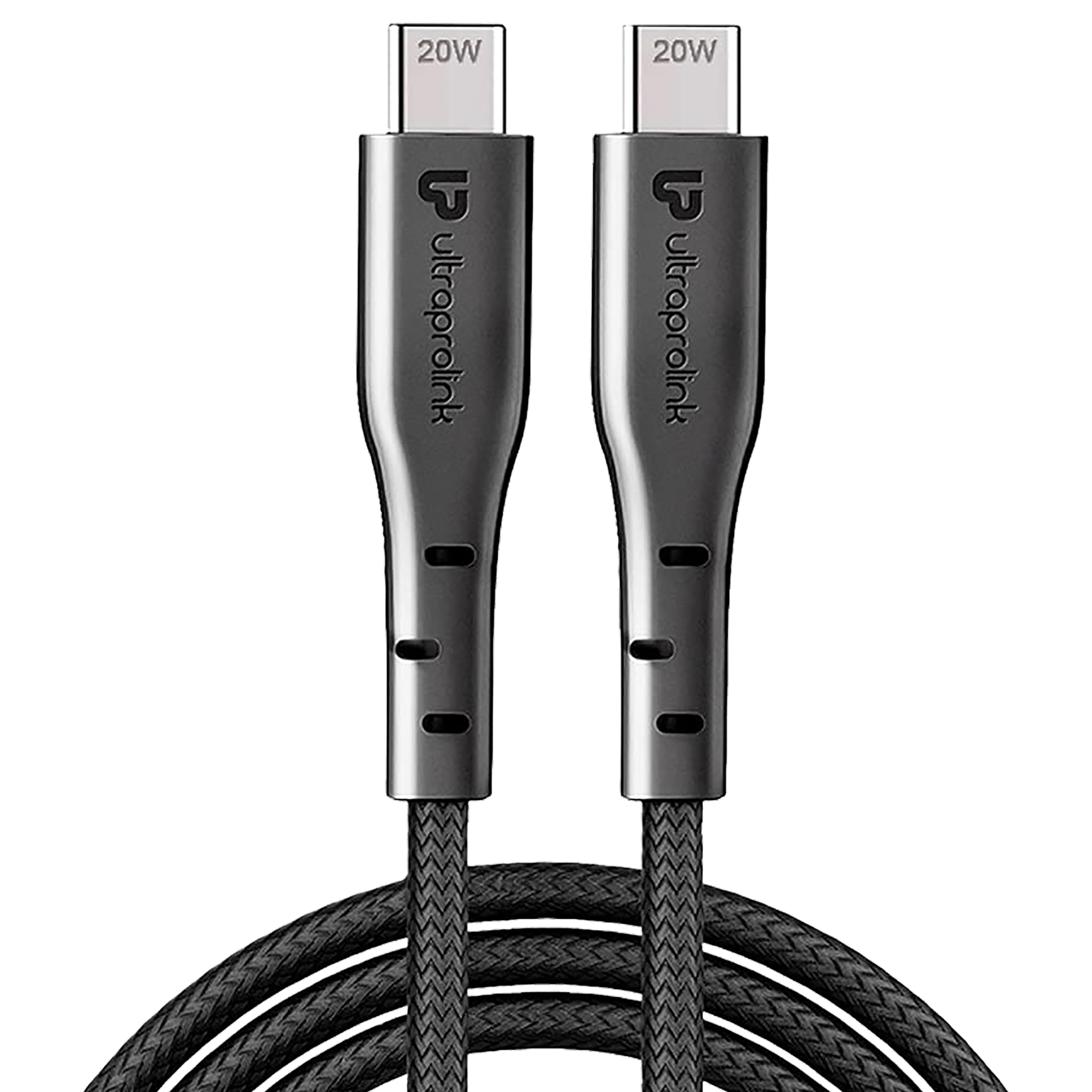 Ultraprolink VoLo PD20 Nylon Braided 1 Meter USB 3.0 (Type-C) to USB 3.0 (Type-C) Data Transfer USB Cable (50% Faster Charge, UL1051BLK-0100, Black)_1
