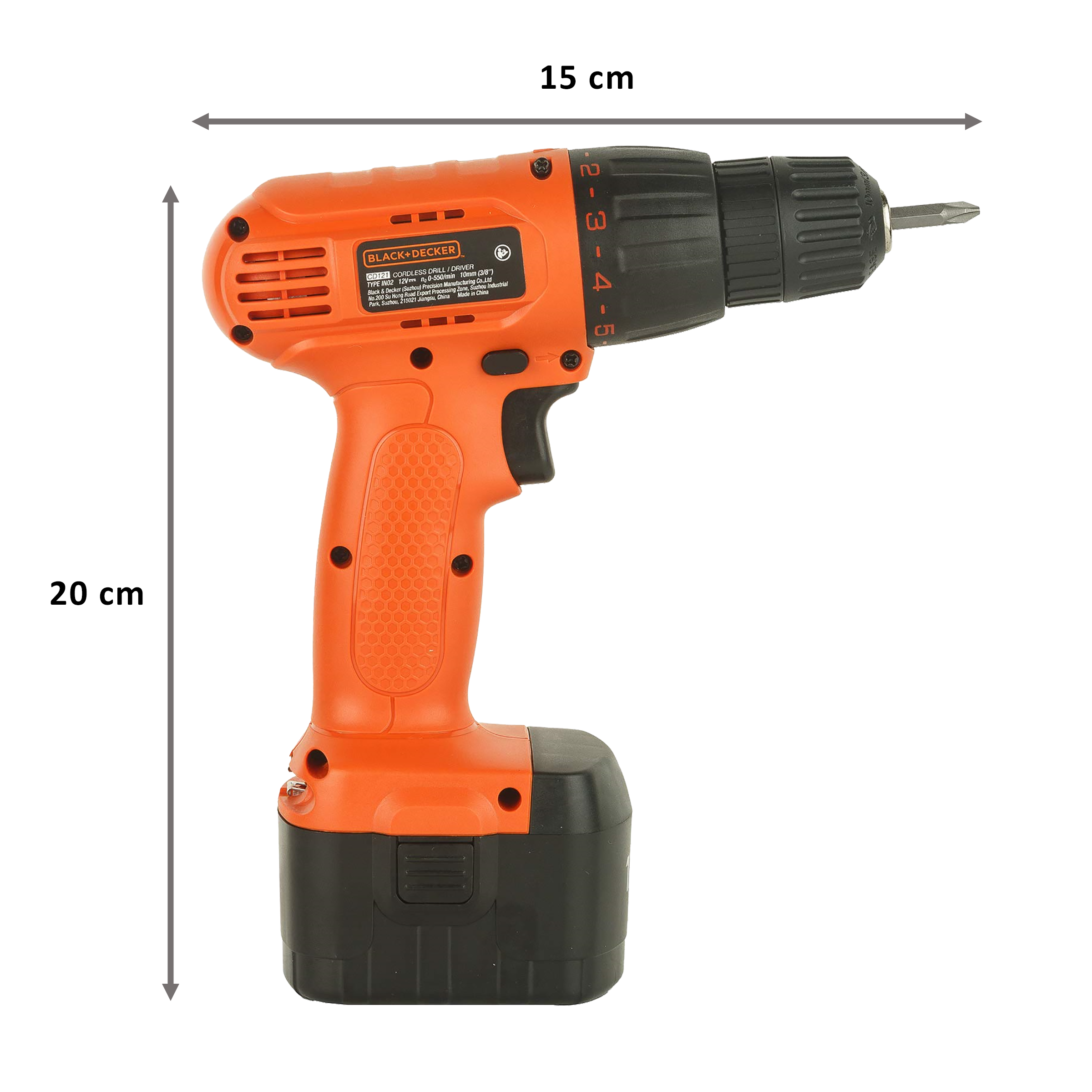 13MM Black & Decker Cordless Drill Machine, Model Name/Number: CD121B2-IN,  18V