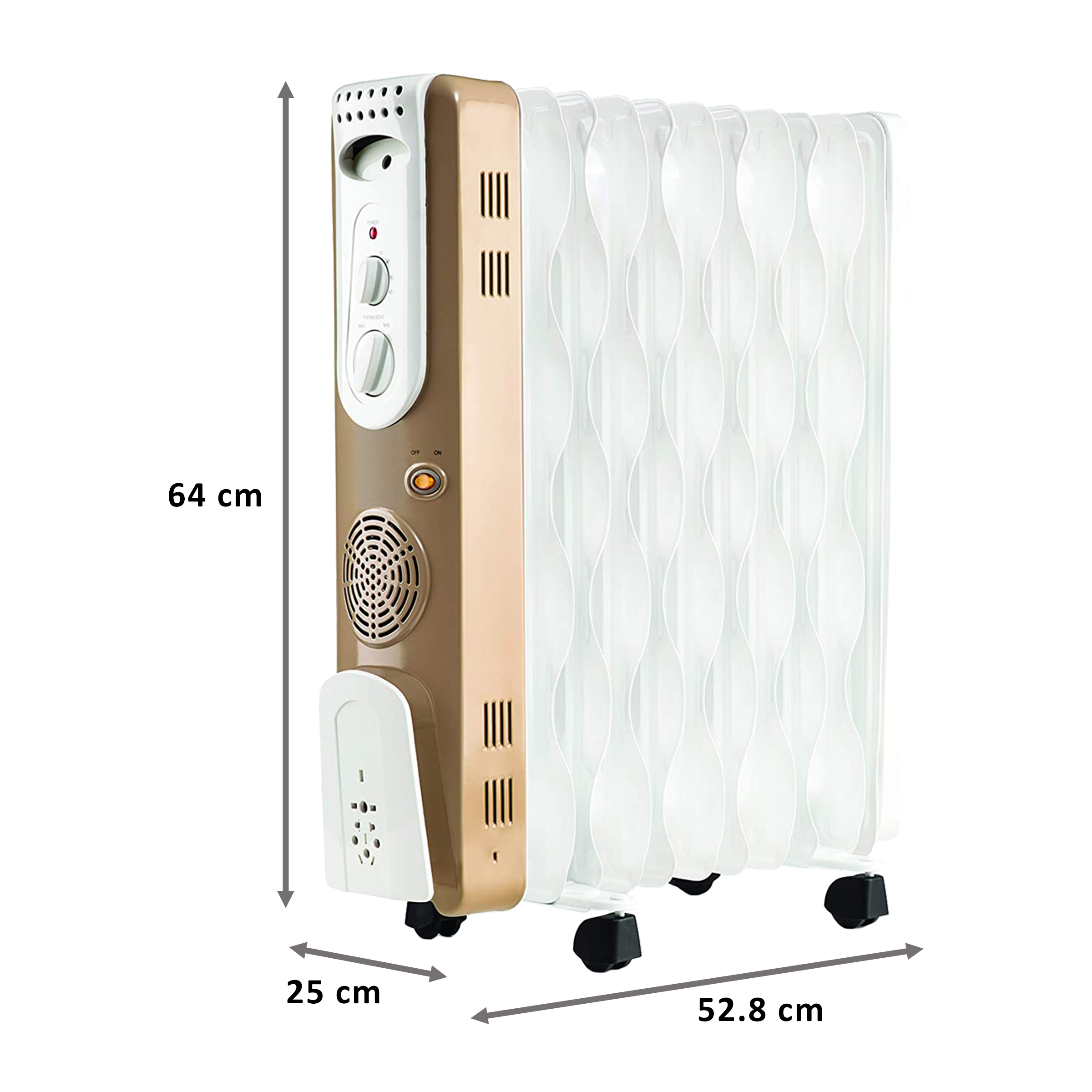 Usha 2500 Watts PTC Oil Filled Room Heater (Adjustable Thermostat, 3611 FS PTC, White)_2
