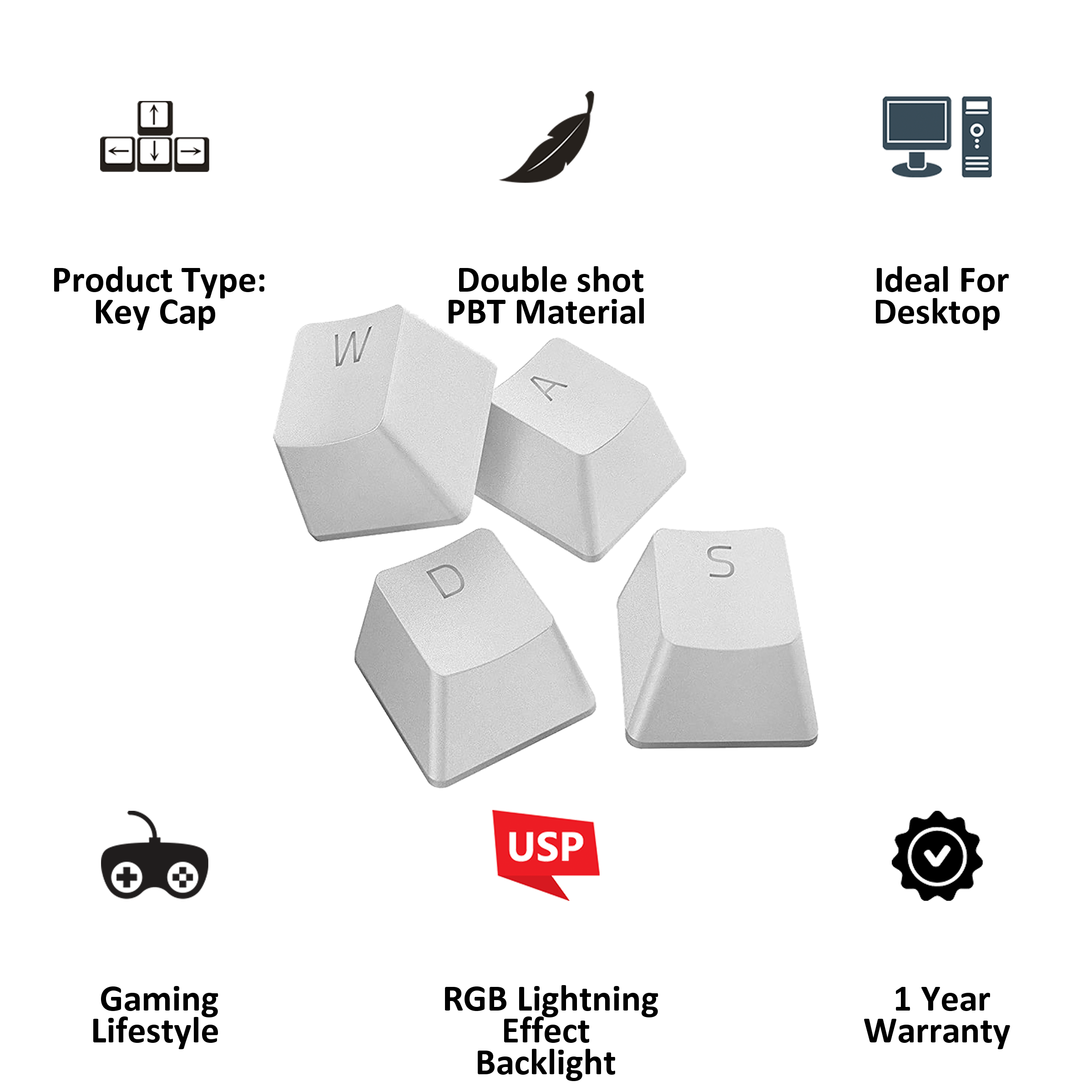 Razer Key Caps For Desktop (Backlight Compatible, RC21-01490200-R3M1, Mercury White)_2