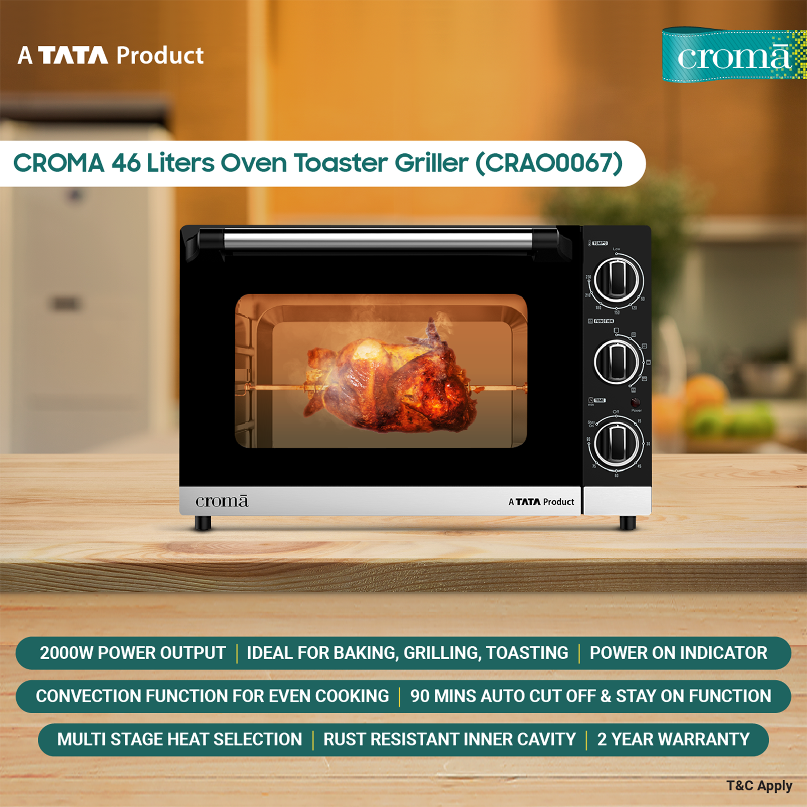 Croma 46 Litres OTG with convection mode (CRAO0067 V.1, Black/Silver)_2