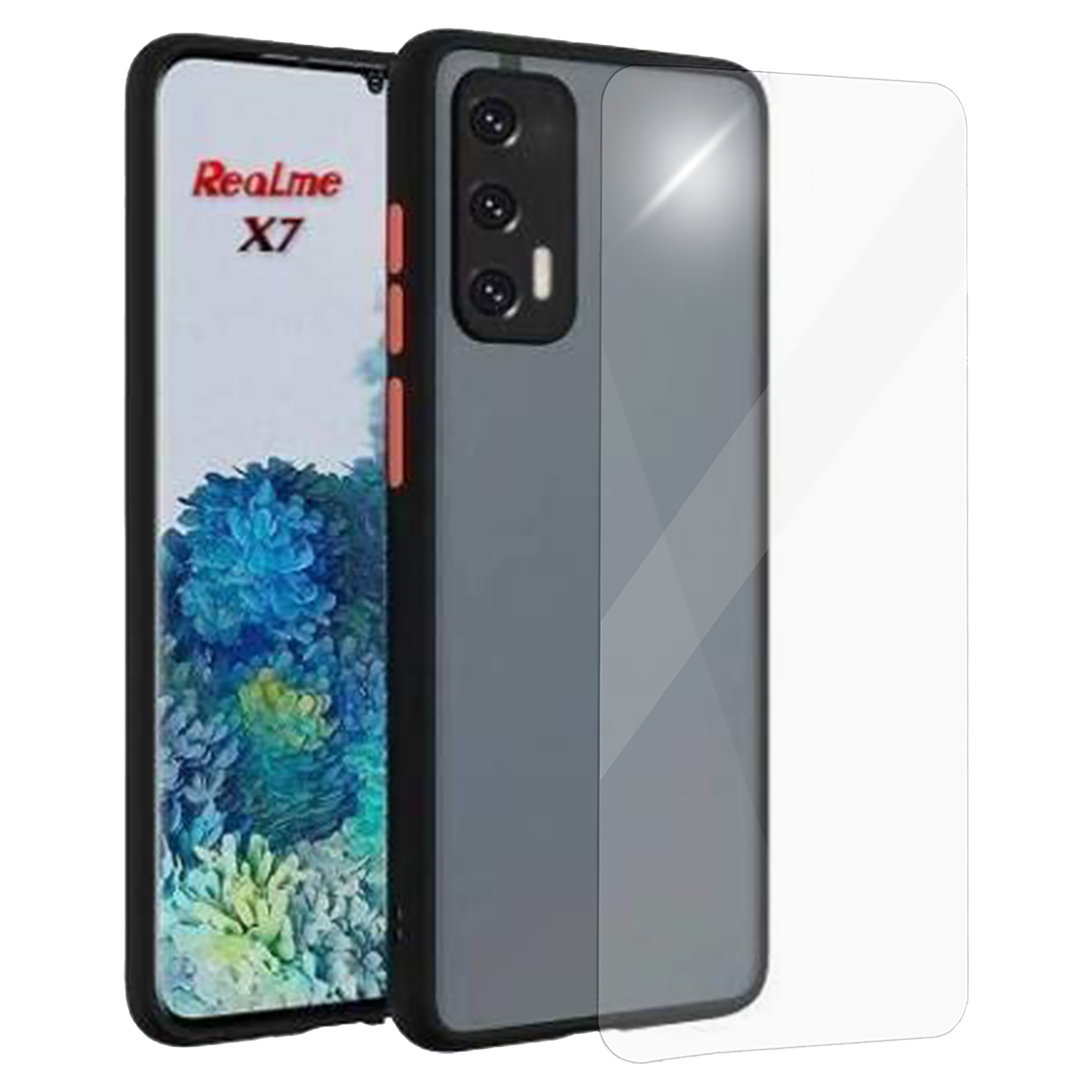 

Arrow Duplex Combo Back Case and Temper Glass For Realme X7 (Enhanced Camera Protection, AR-1182, Black), No color