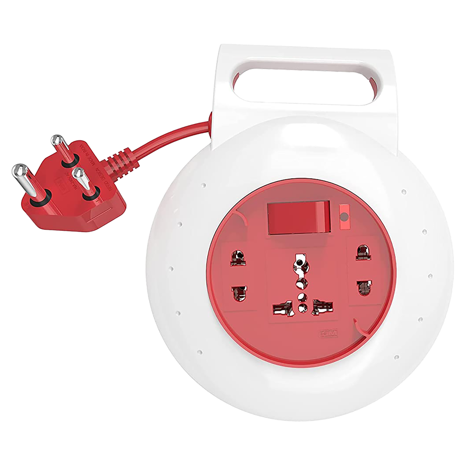 

GM Flex Box 6 Amp 3 Sockets Extension Board 4 Meters (Soft Rubber Grommet, GM 3046, White/Red), No color