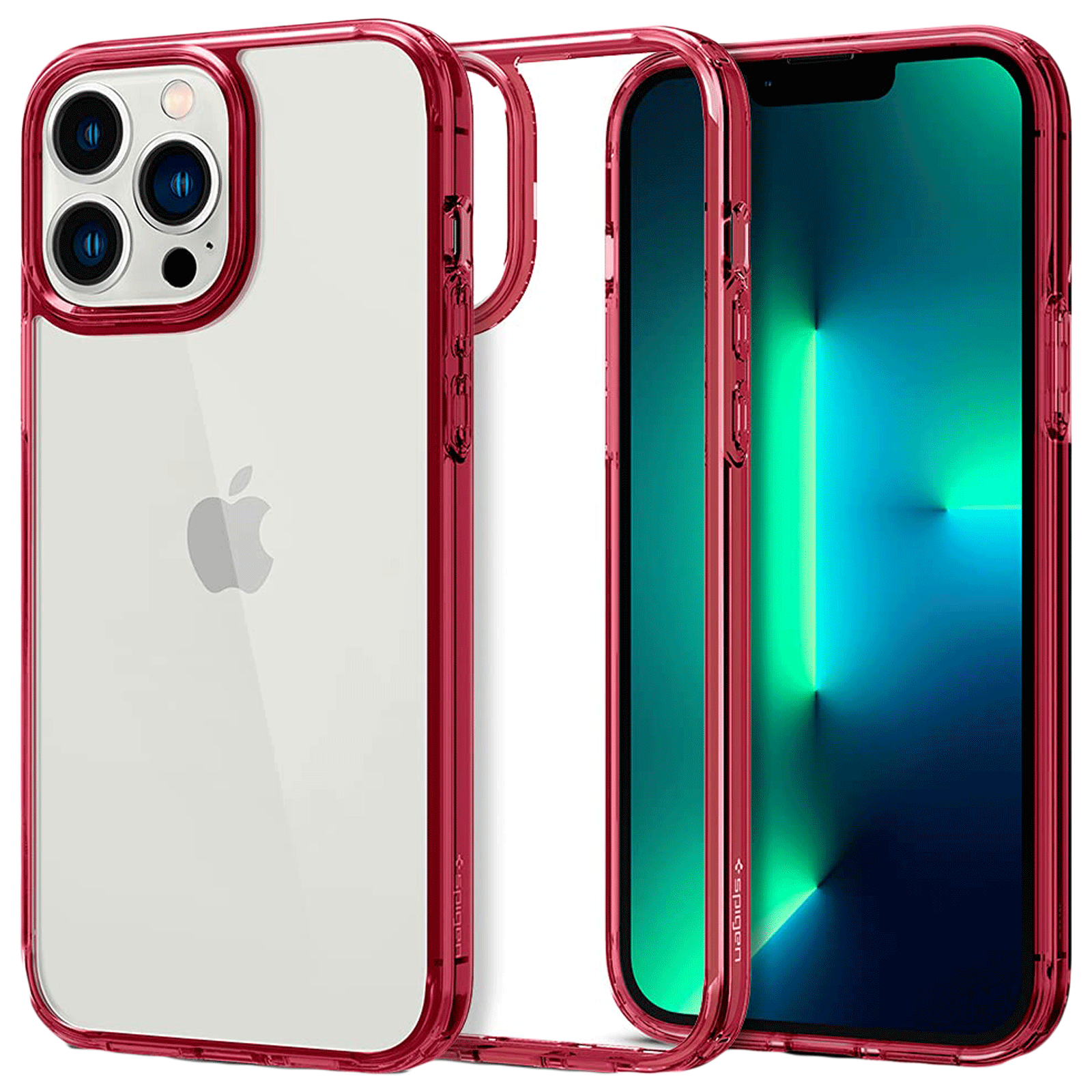 

Spigen Ultra Hybrid TPU Polycarbonate Back Case for iPhone 13 Pro Max (ACS03206, Red Crystal), No color