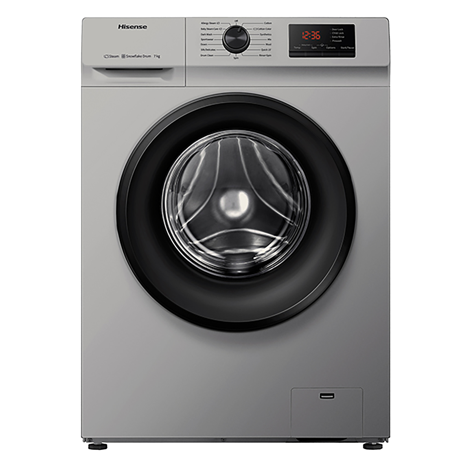 Hisense Simple Life 7 Kg Fully Automatic Front Load Washing Machine (Automatic Fault Finder, WFVB7012MS, Silver)_1