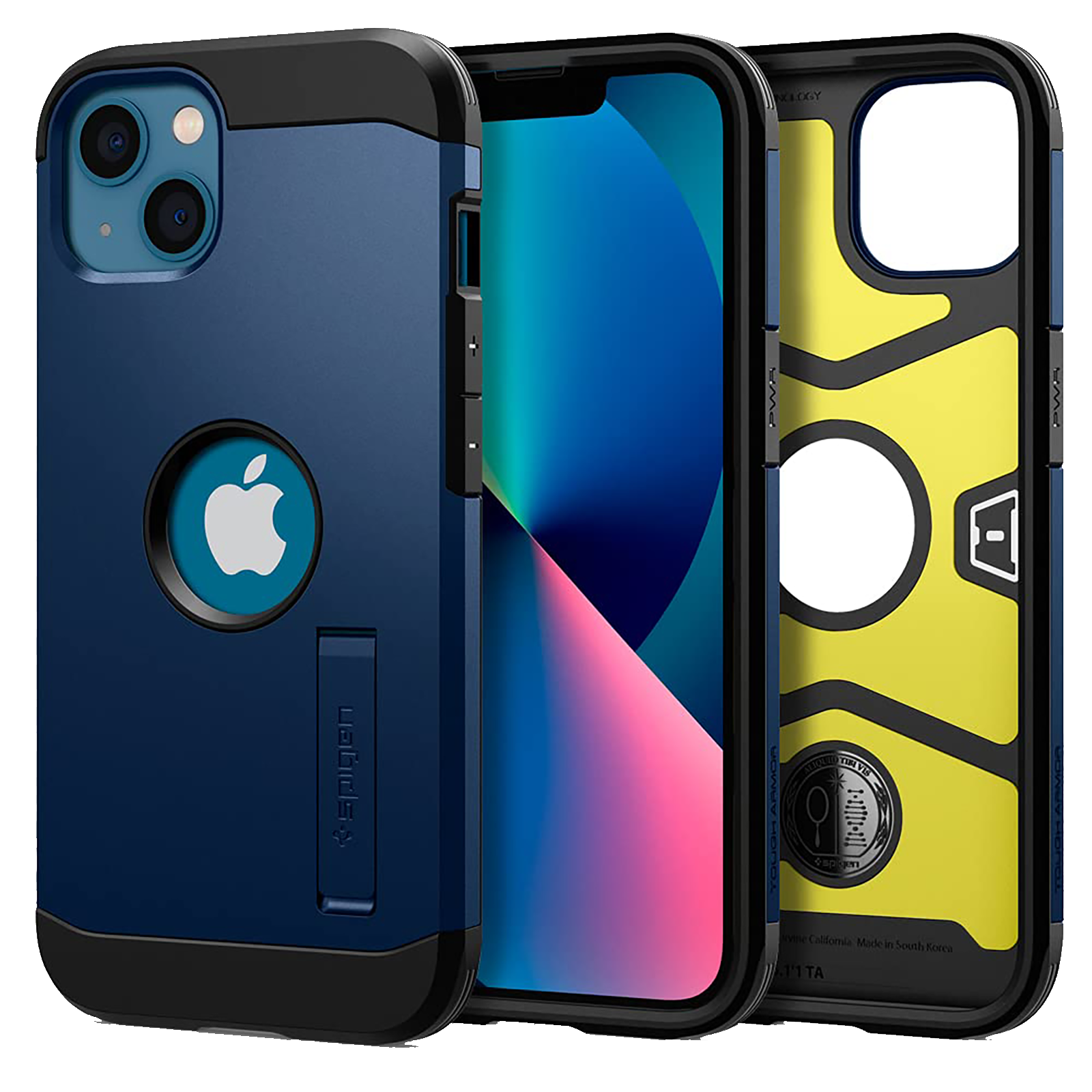

Spigen Tough Armor TPU + PC Back Case For iPhone 13 Mini (Air Cushion Technology, ACS03333, Navy Blue), No color