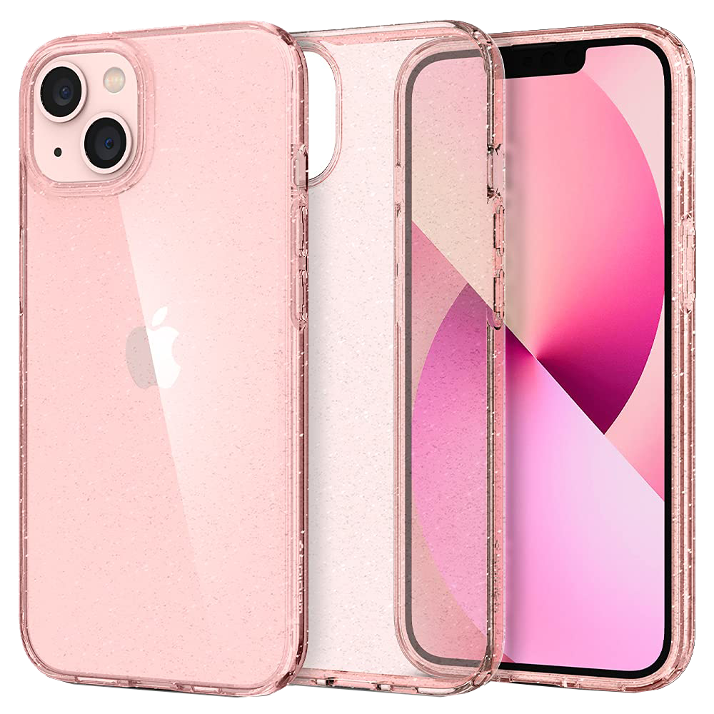 

Spigen Liquid Crystal Glitter Back Case For iPhone 13 (Glitter Design, ACS03517, Rose Quartz), No color