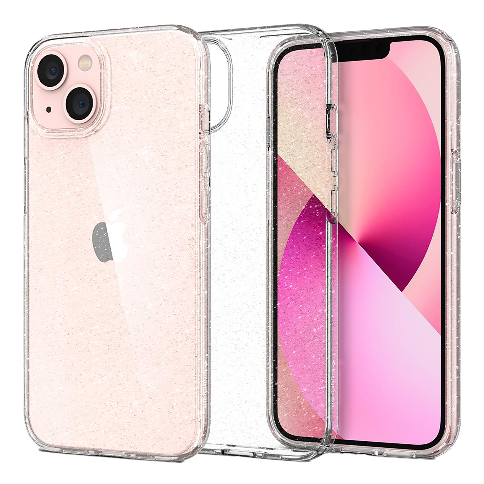 

Spigen Liquid Crystal Glitter TPU Back Case For iPhone 13 (ACS03516, Crystal Quartz), No color