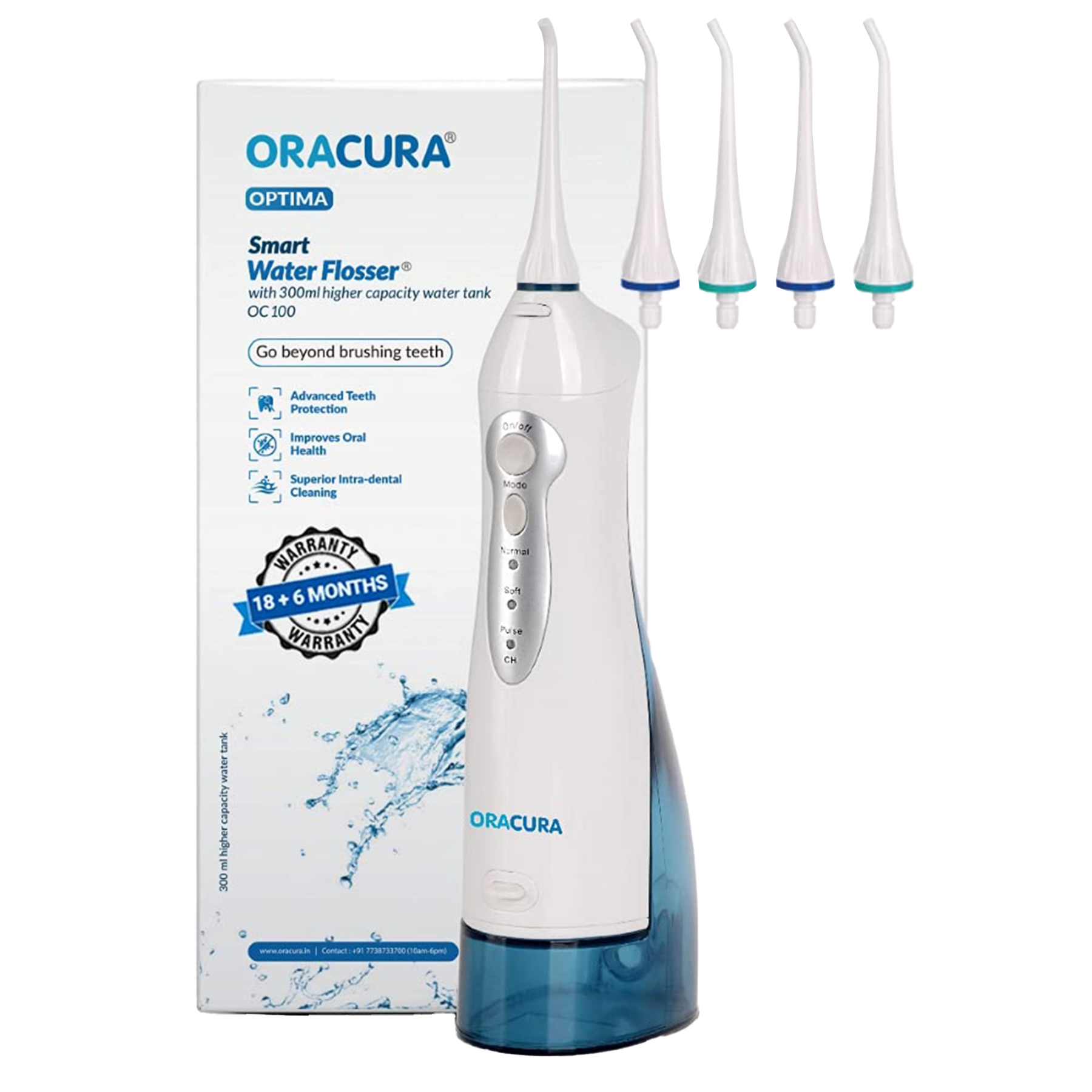 Oracura Smart Dental Floss for Unisex (3 Custom Modes, OC100, White)_1