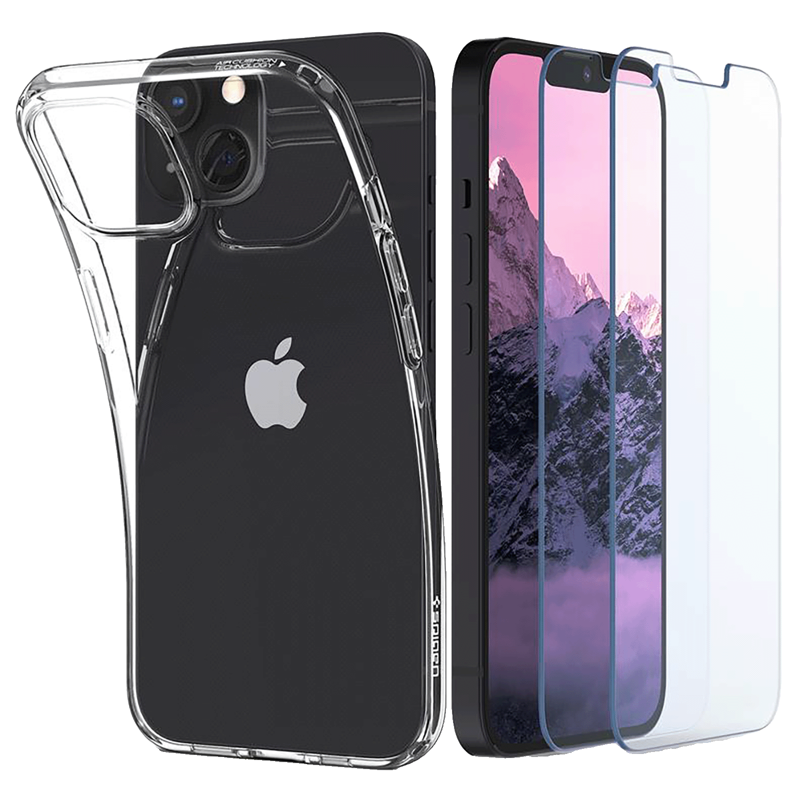

Spigen Crystal Pack TPU Back Case For iPhone 13 (ACS03638, Crystal Clear), No color