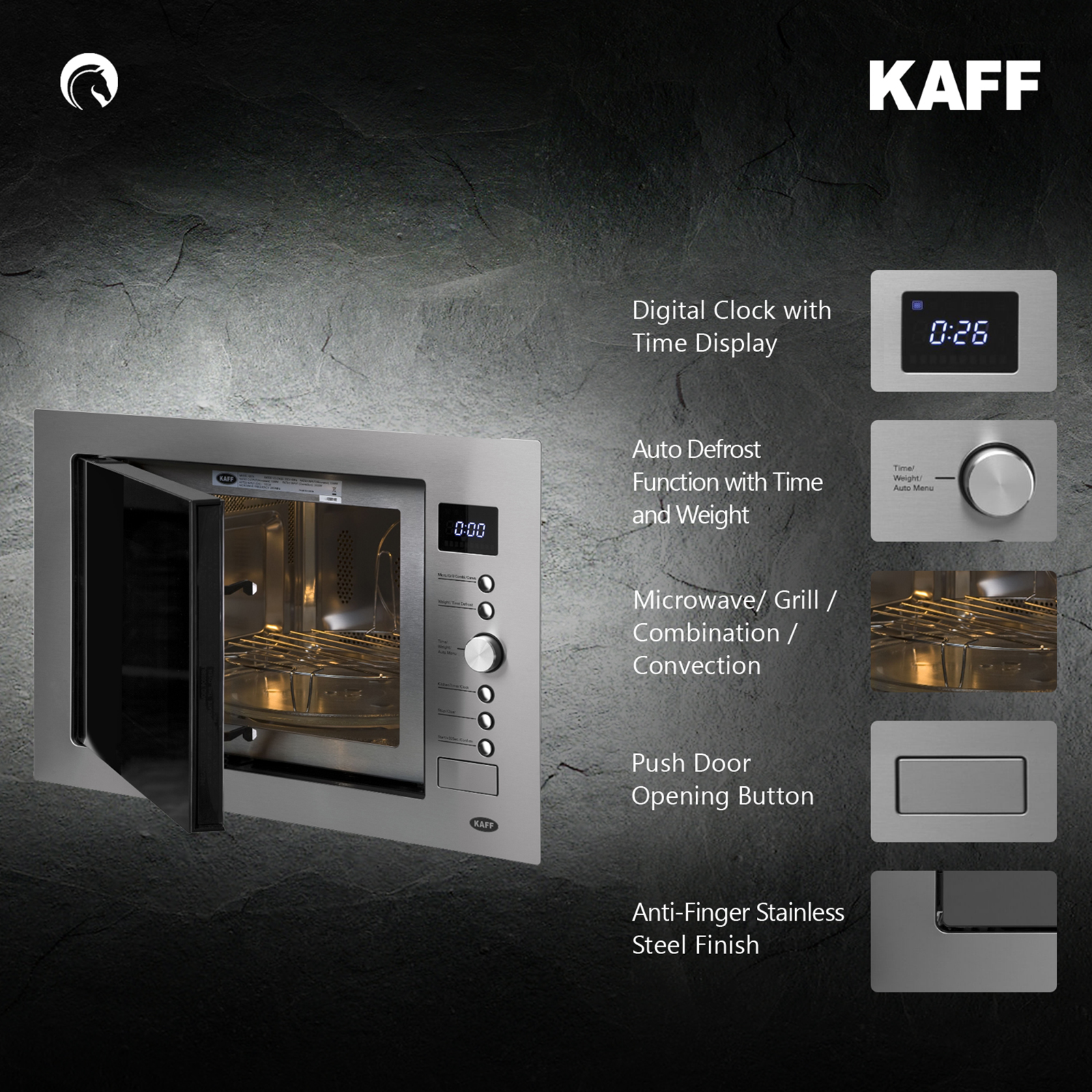 Kaff 32 Litres Built-in Microwave Oven (Multi Programming Mode, KB7A, Black)_3