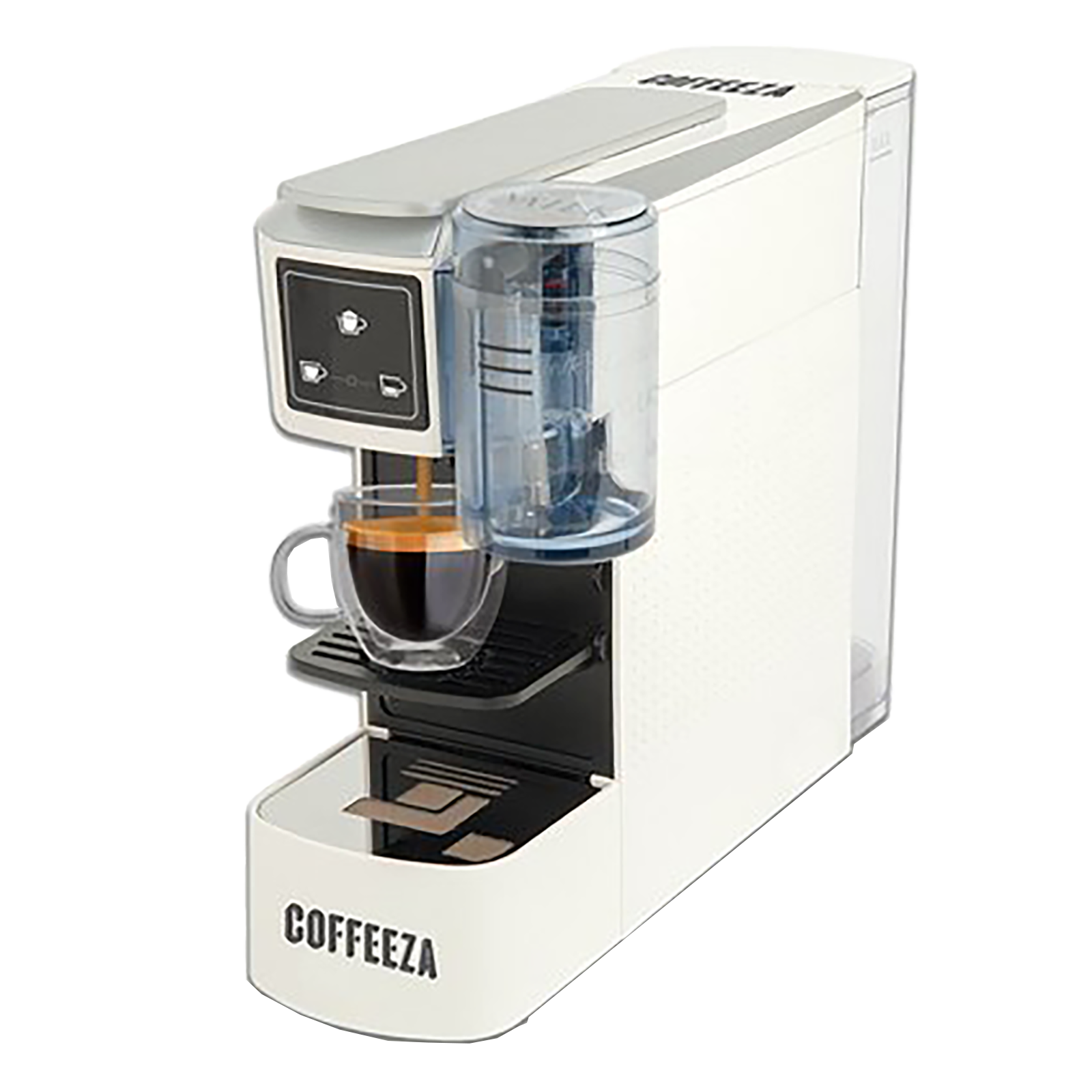 Coffeeza Lattisso One Touch Automatic Coffee Maker (Makes Cappuccino/Espresso/Lungo & Americano, 60 Capsules Included, CM-LAT2, White)